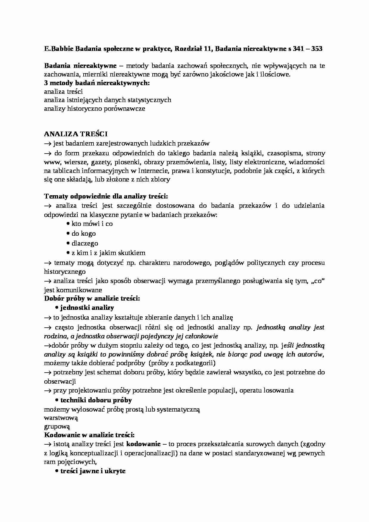 Badania społeczne w praktyce. Badania niereaktywne. - strona 1