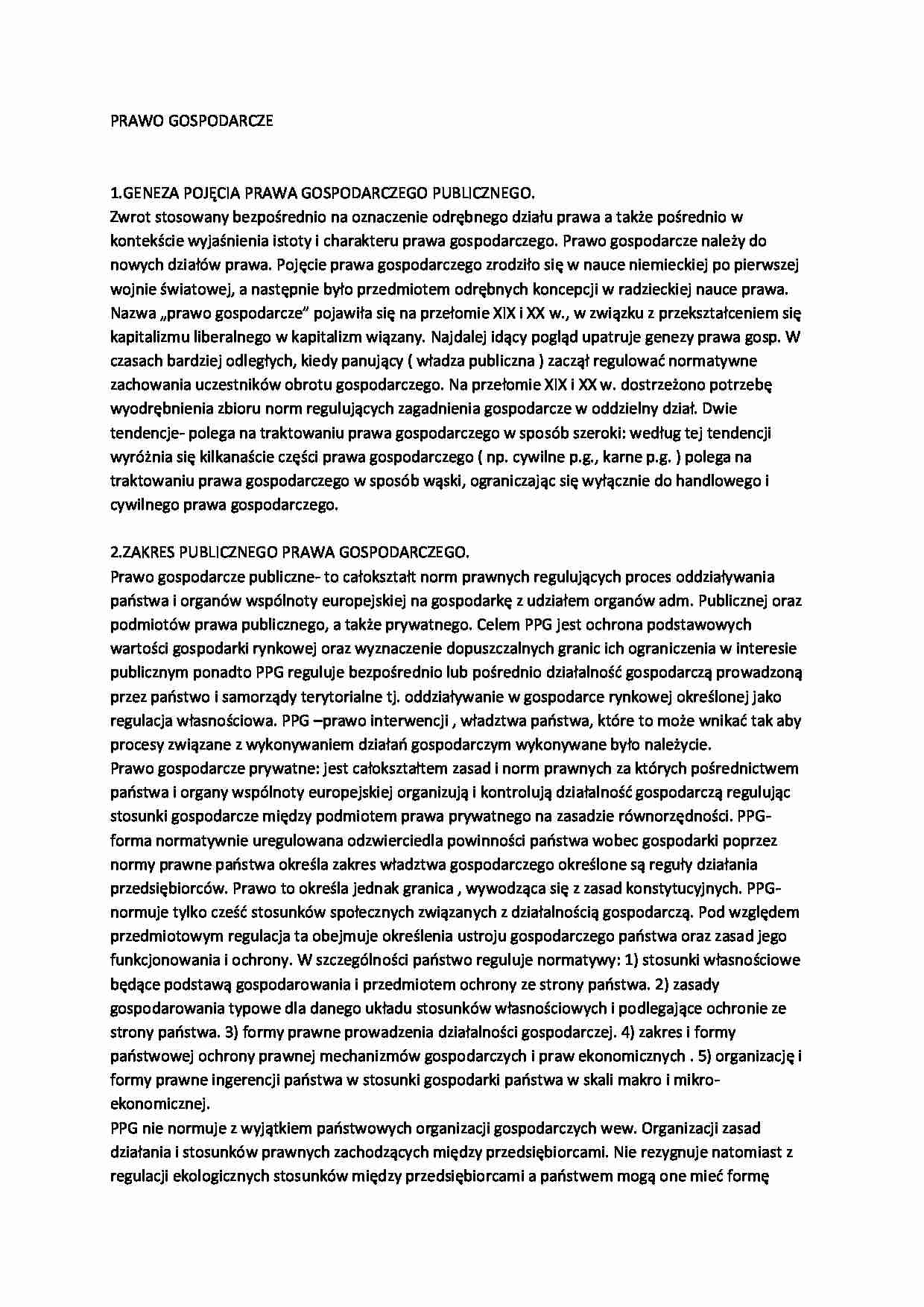 Prawo gospodarcze - definicje i pojęcia - strona 1