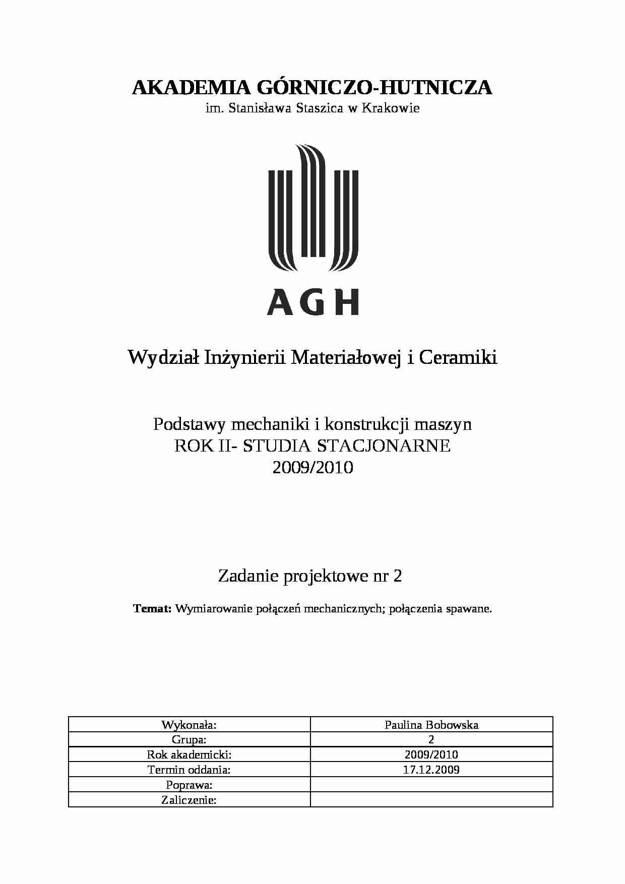 Wymiarowanie połączeń mechanicznych - strona 1