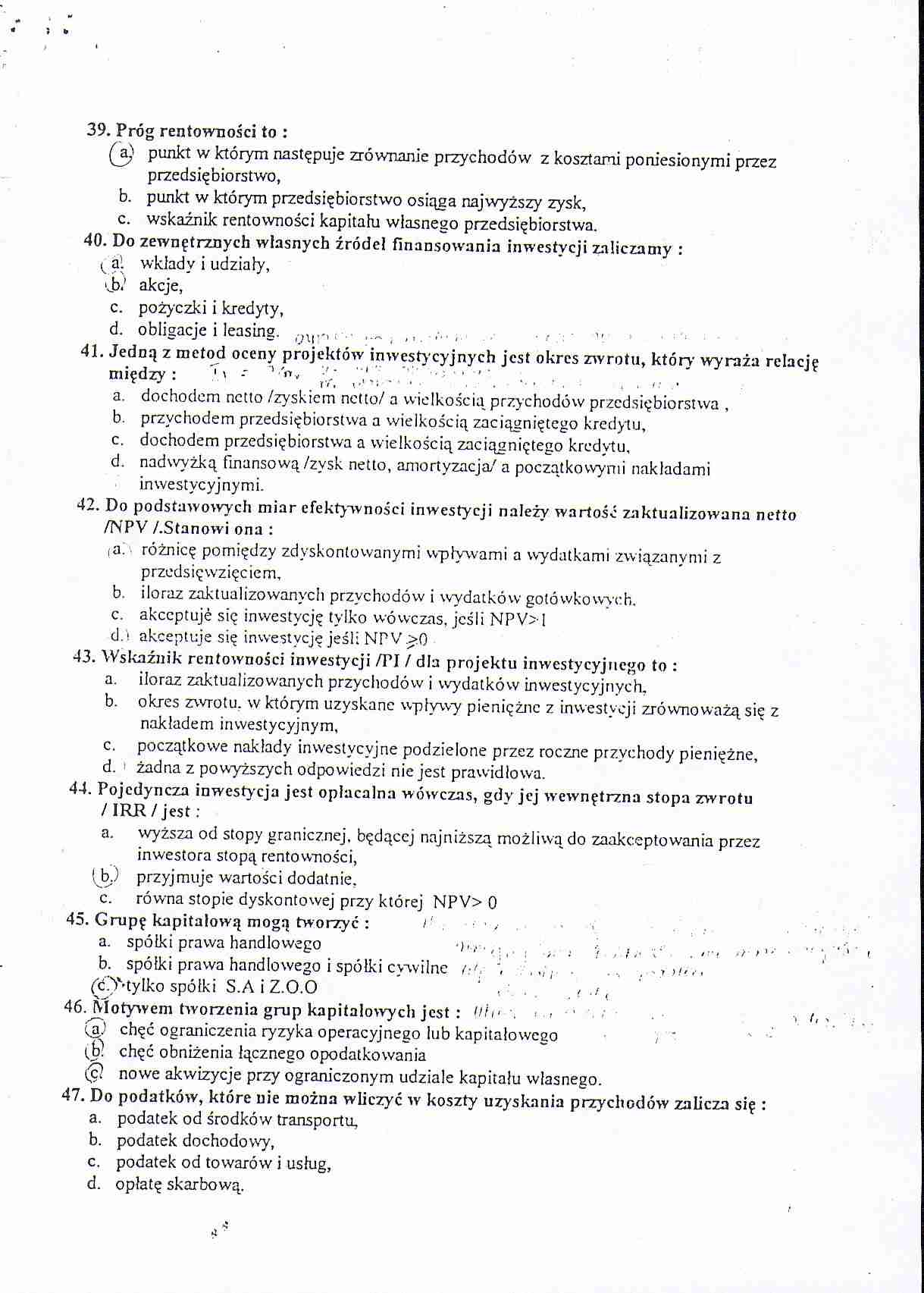 Finanse - test - strona 1