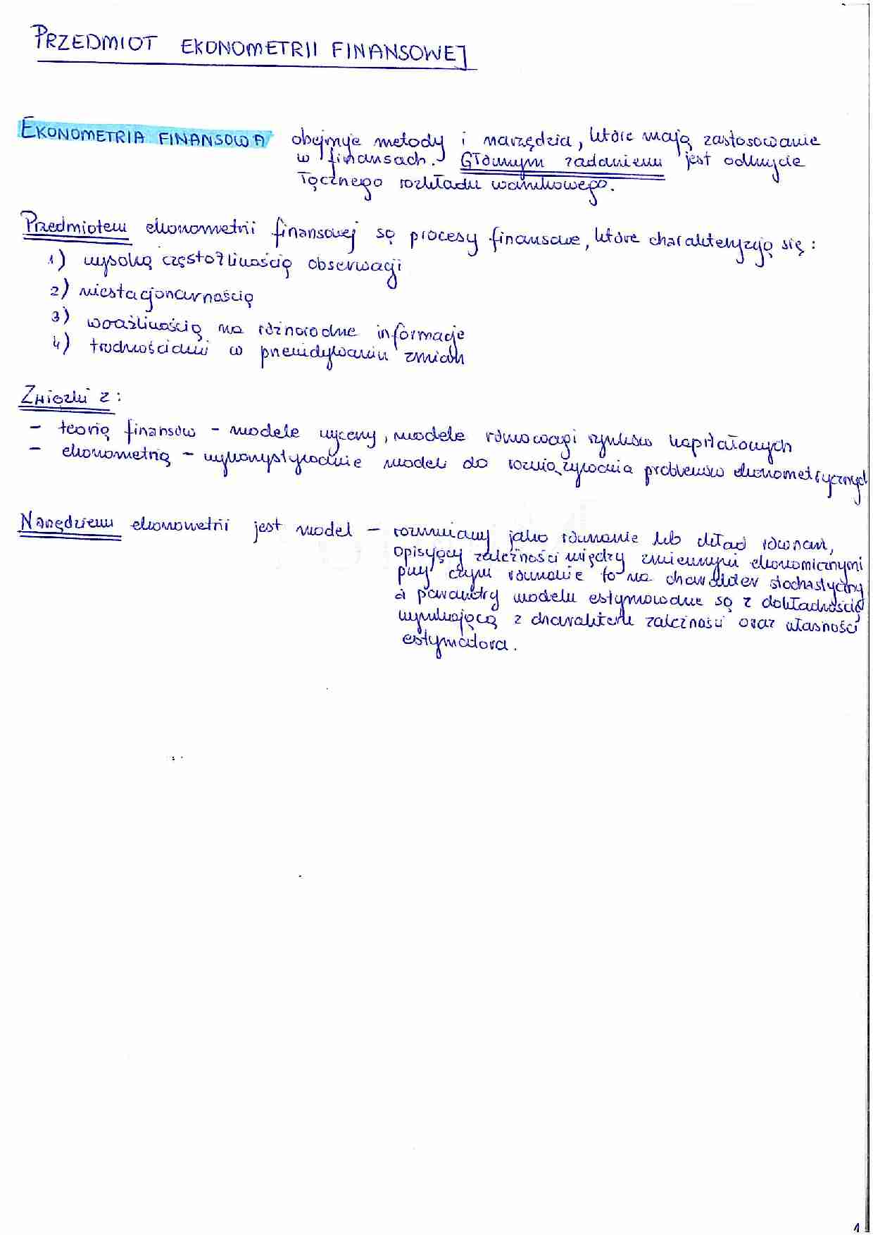 Ekonometria finansowa - wykłady - strona 1