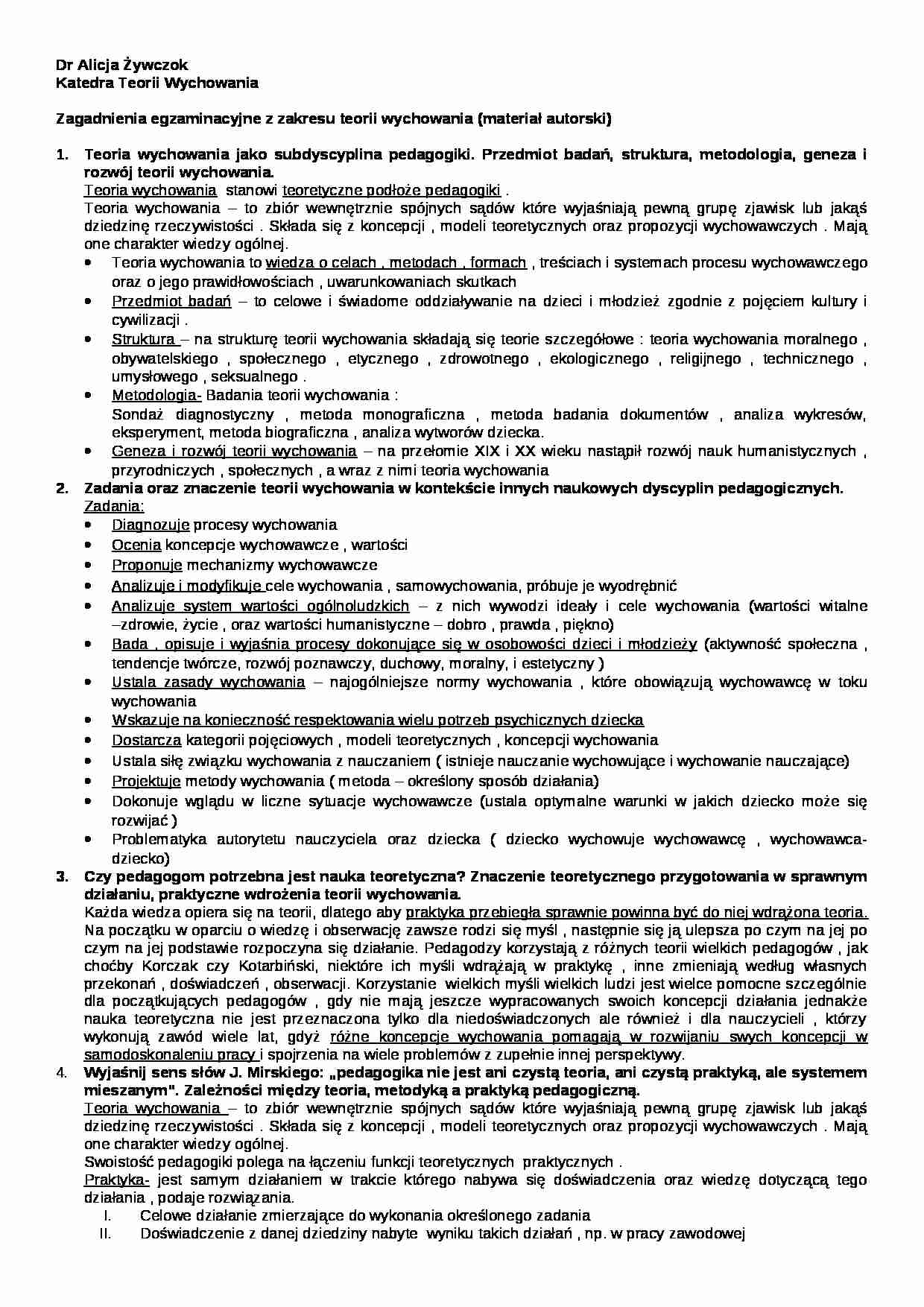 Zagadnienia i opracowanie do egzaminu - strona 1