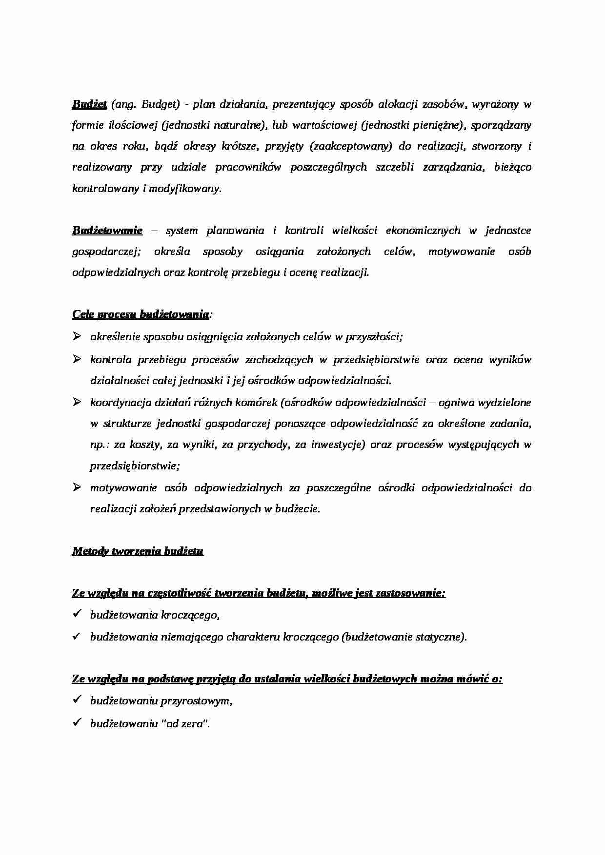 Budżet jako instrument zarzadzania - strona 1
