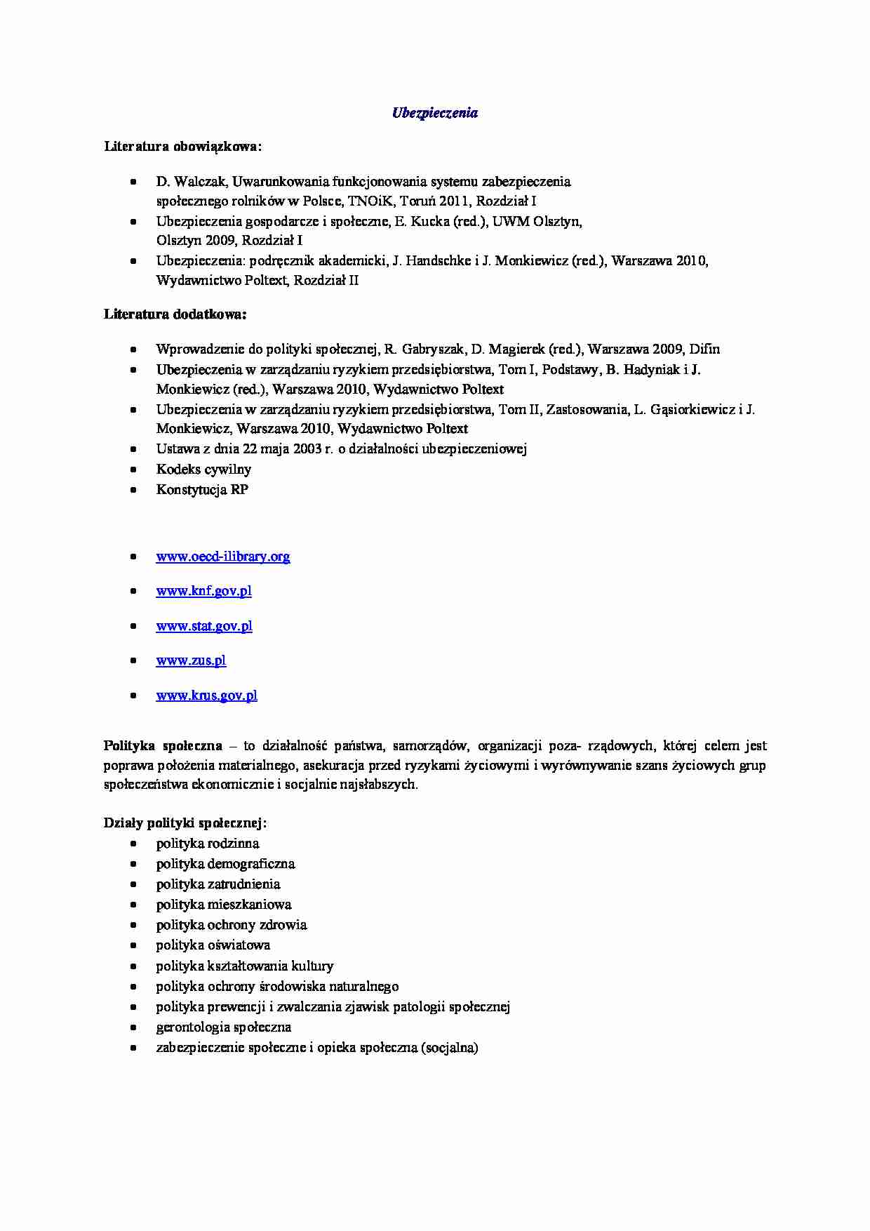 Ubezpieczenie - wykłady - strona 1