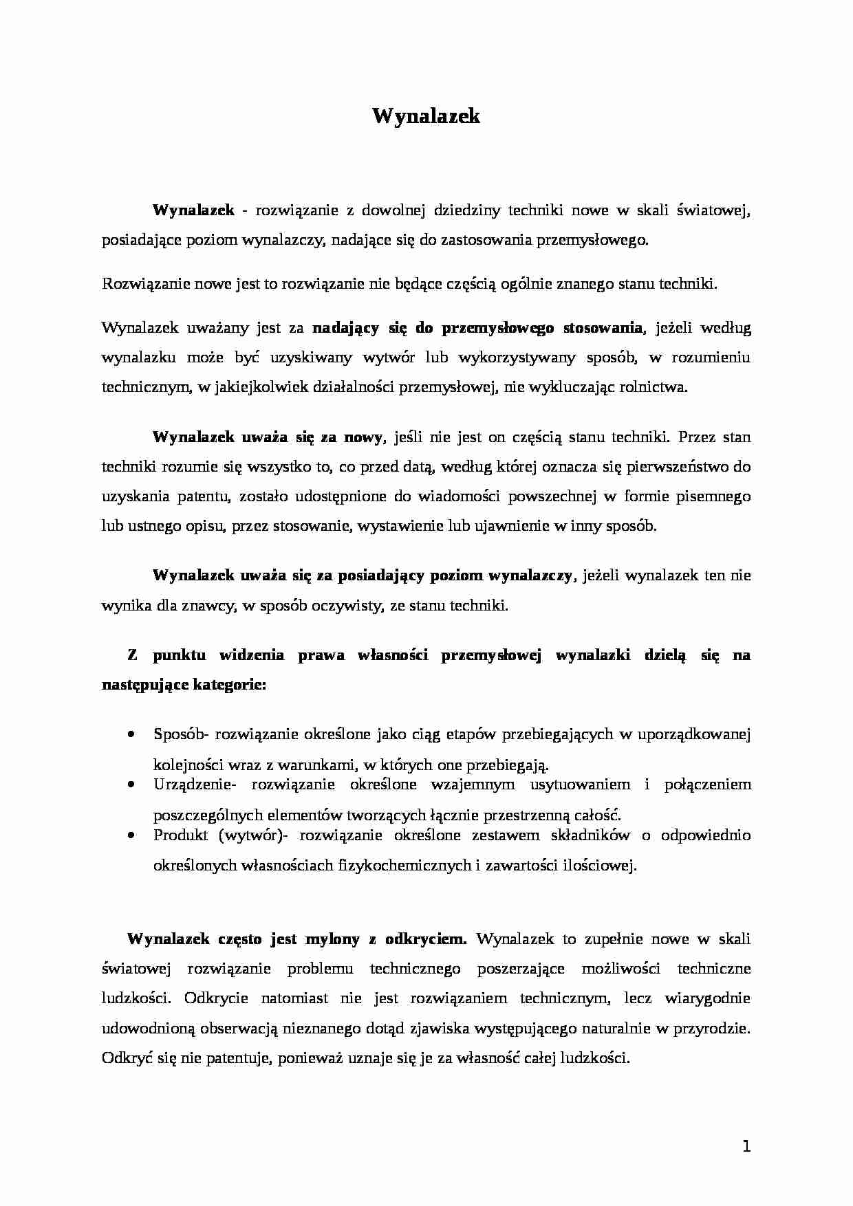 Wynalazek i patent - strona 1