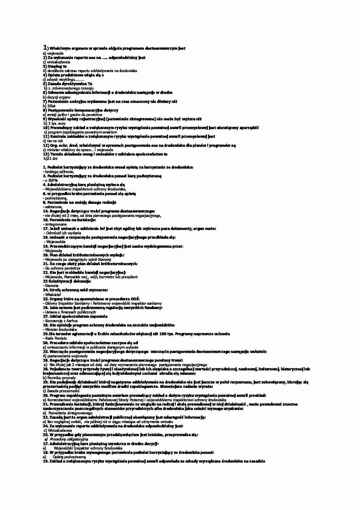 Ochrona środowiska - test - strona 1