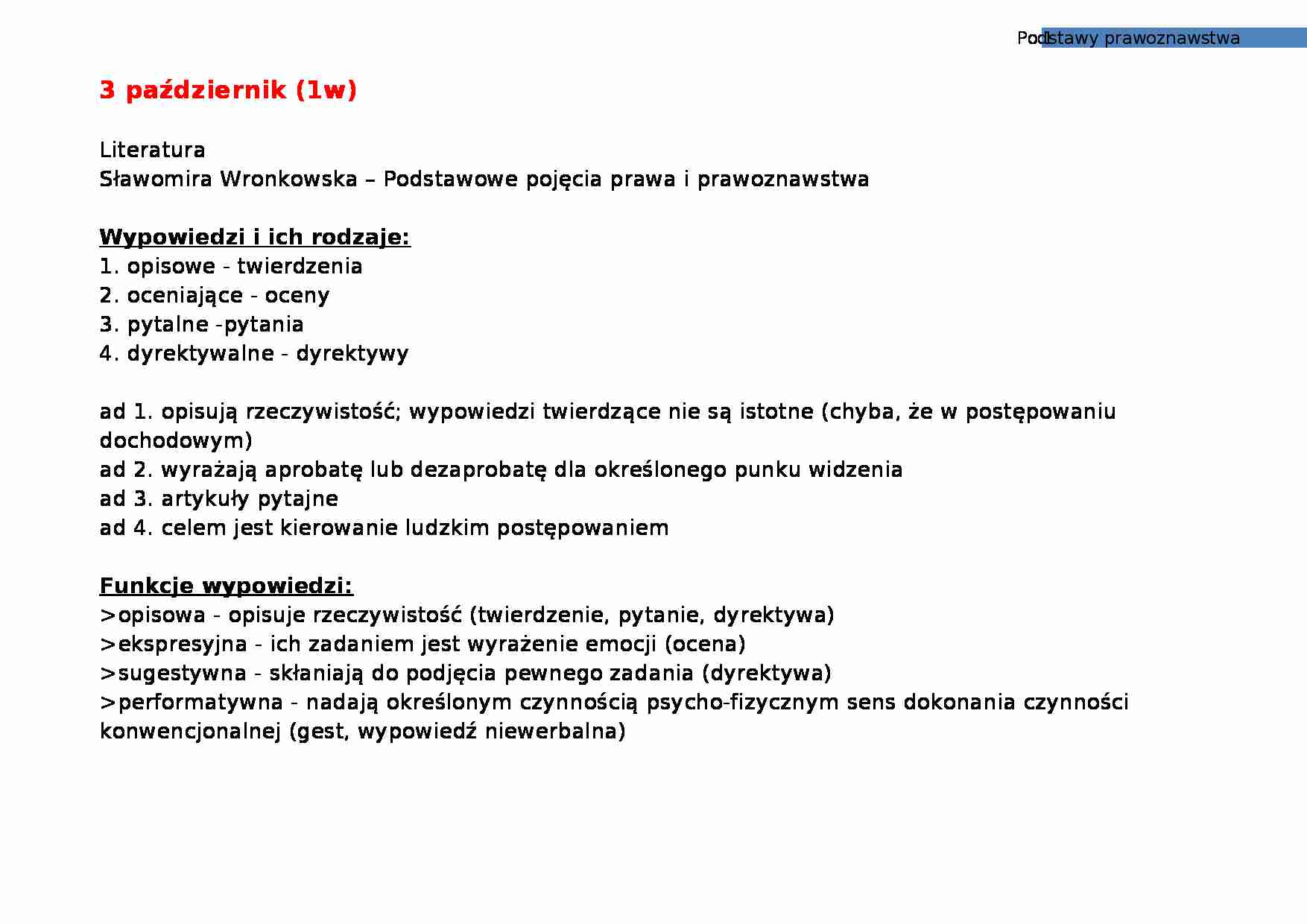 Prawoznawstwo - komplet wykładów - strona 1