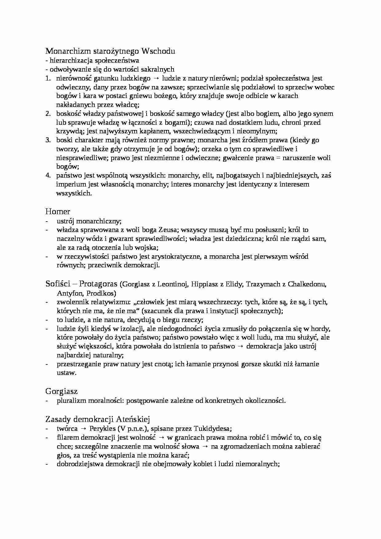 Historia doktryn politycznych i prawnych - Monarchizm starożytnego Wschodu  - strona 1