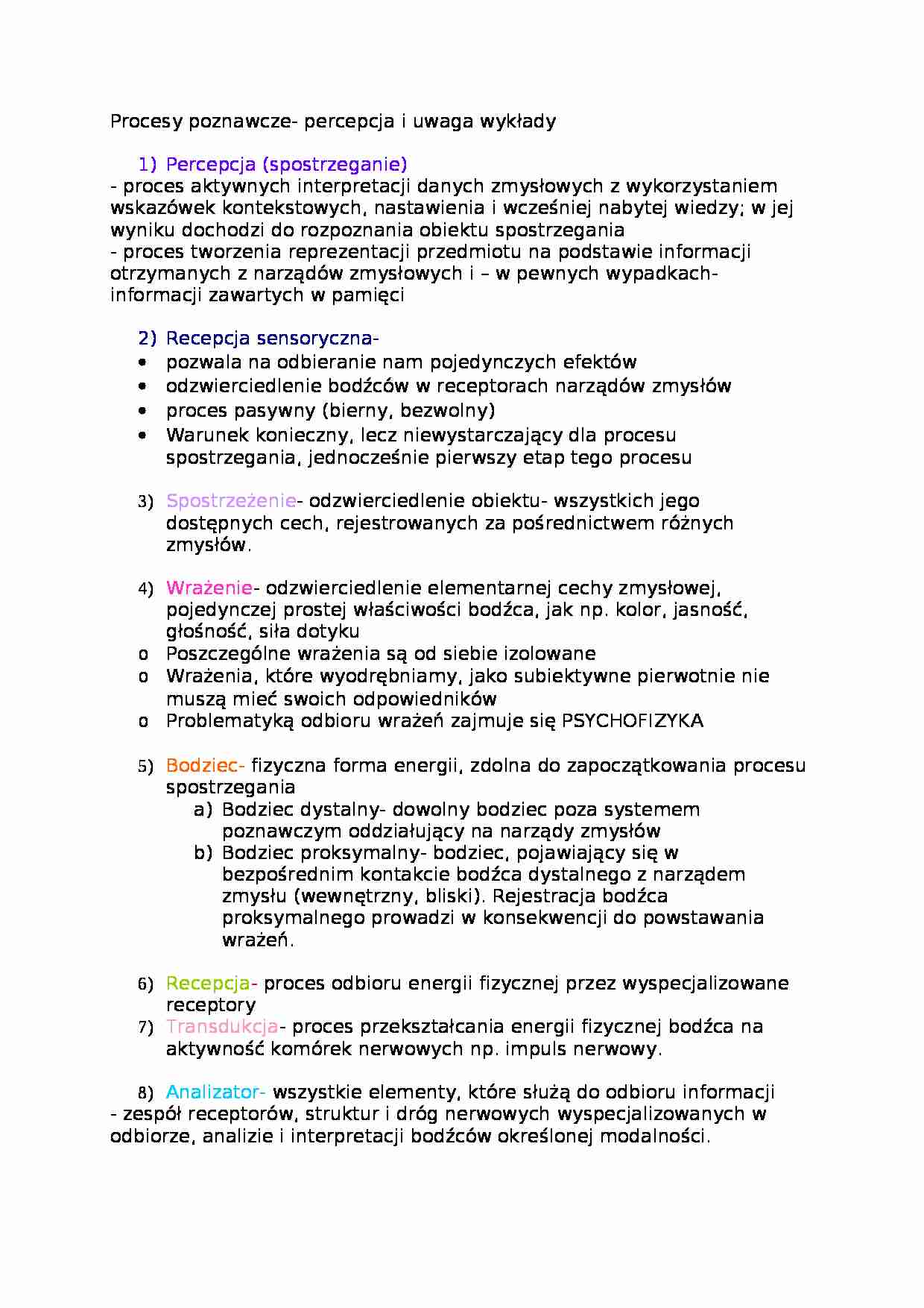 Procesy poznawcze - strona 1