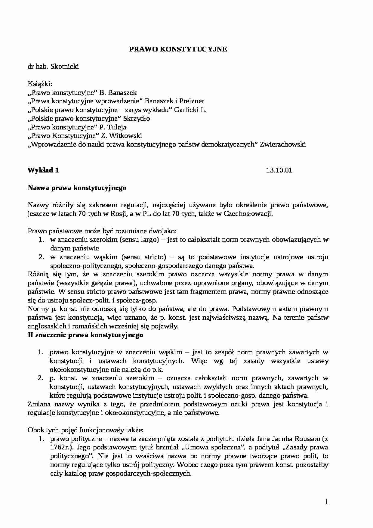 Opracowania - prawo konstytucyjne - strona 1