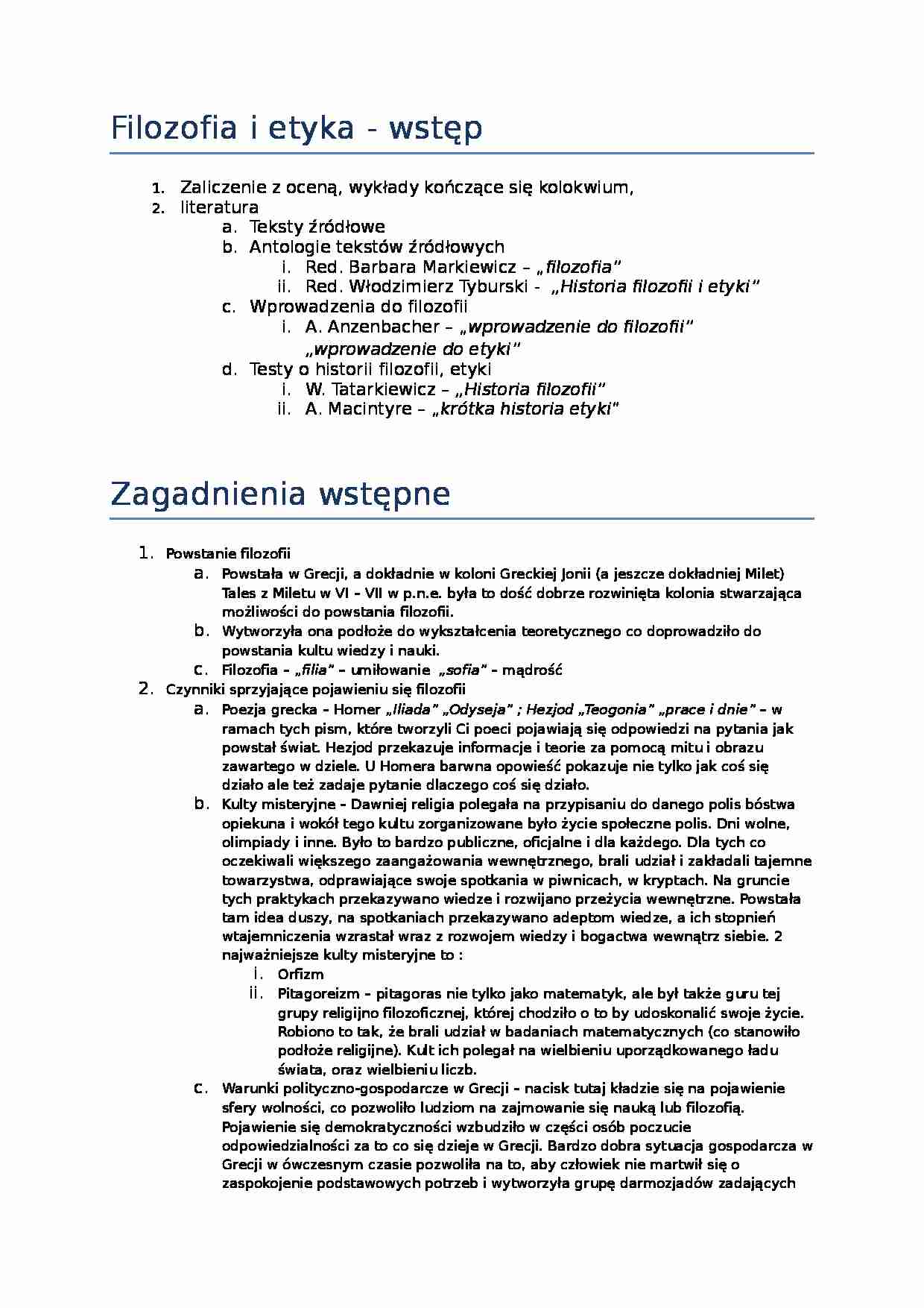 Filozofia - notatki - strona 1