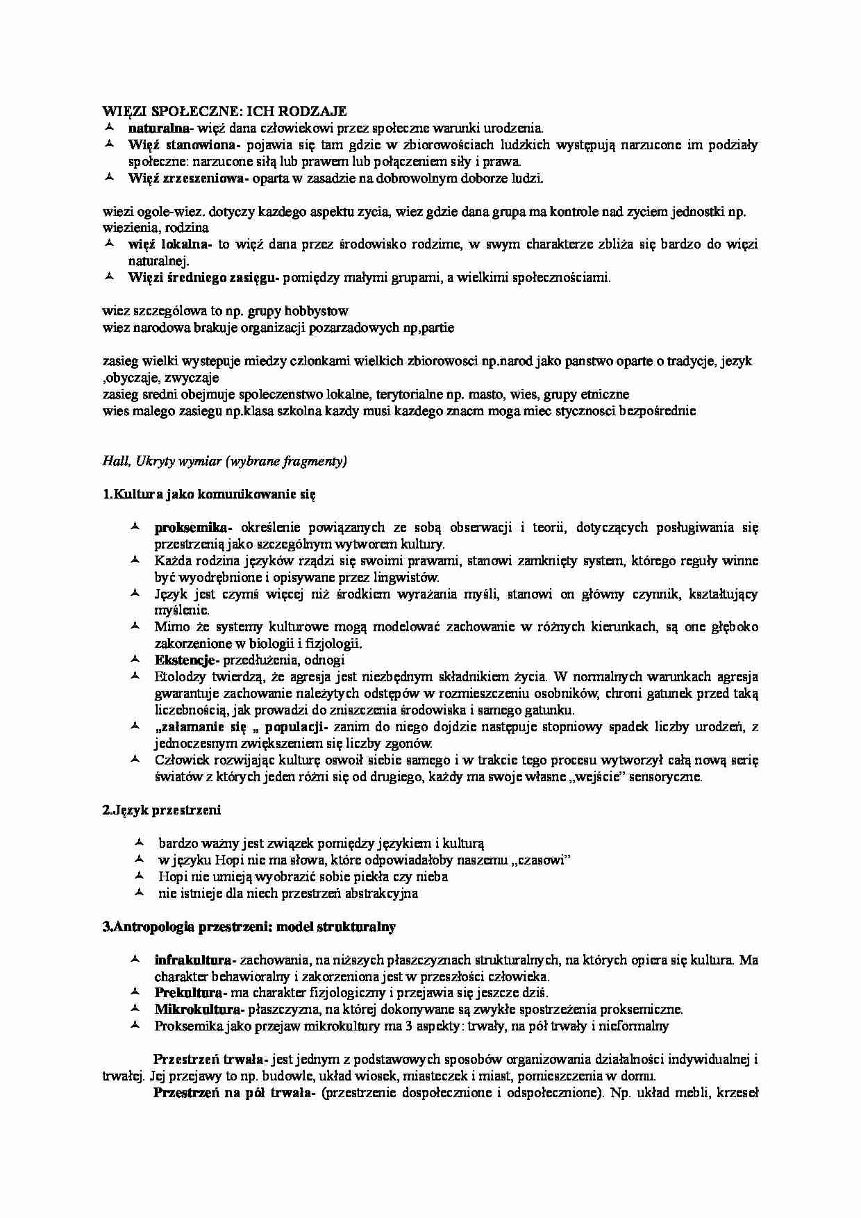 Socjologia - więzi społeczne i ich rodzaje - strona 1