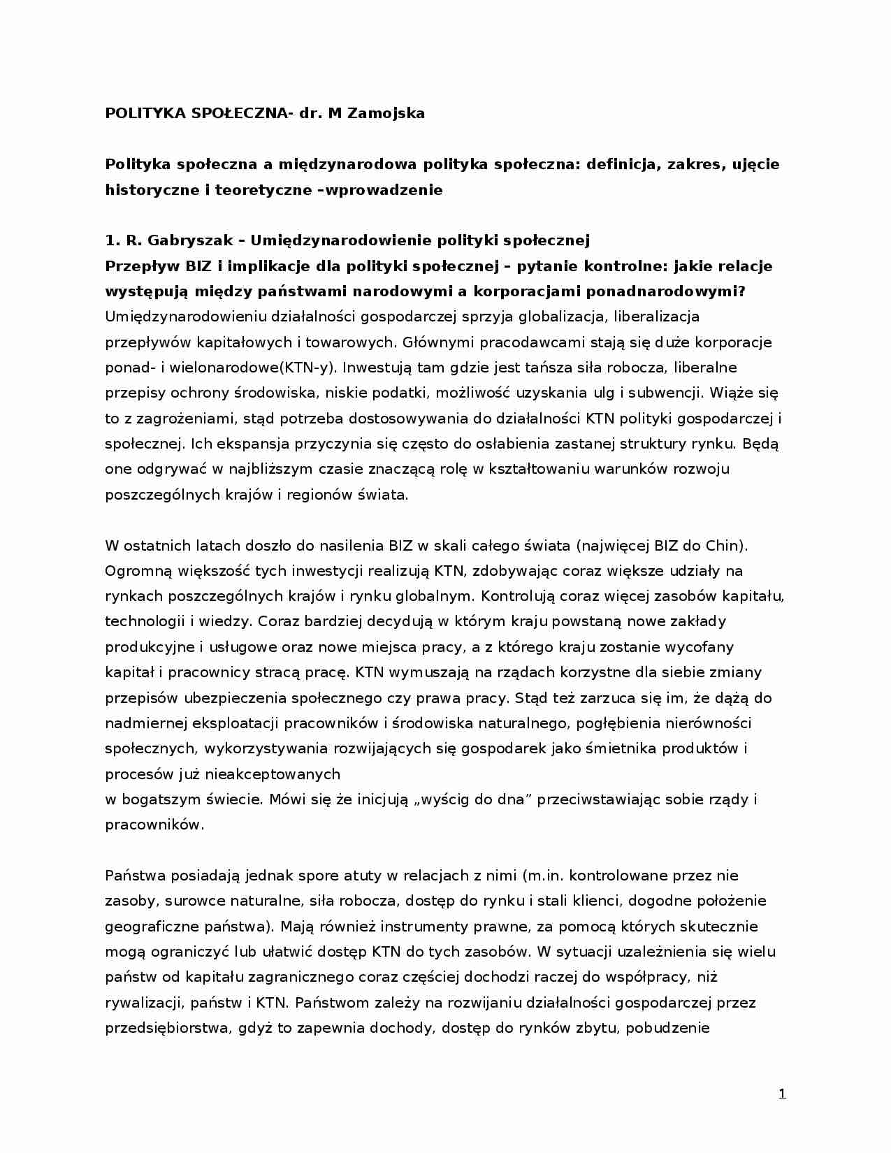 Polityka Społeczna - zasady i style - strona 1