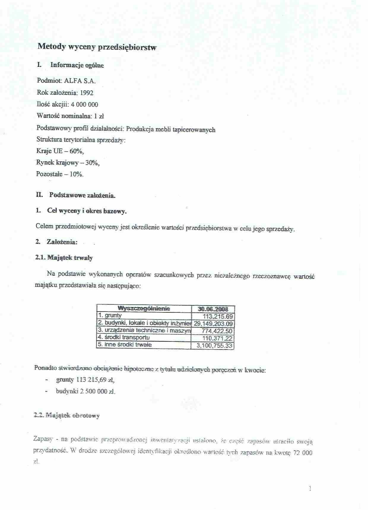 Metody wyceny przedsiębiorstw - strona 1