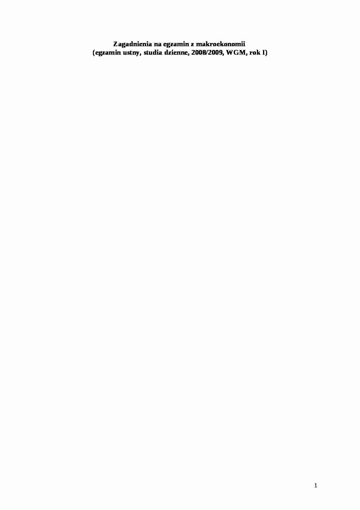 Makroekonomia - zagadnienia na egzamin - strona 1