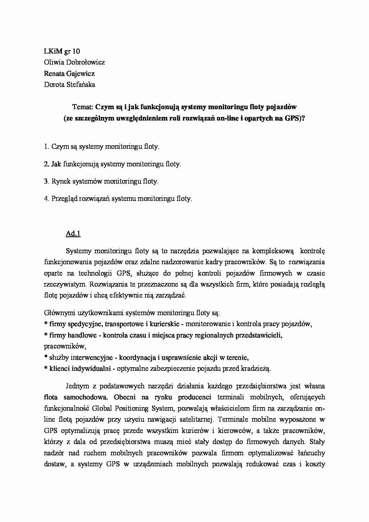 Monitoring floty - strona 1
