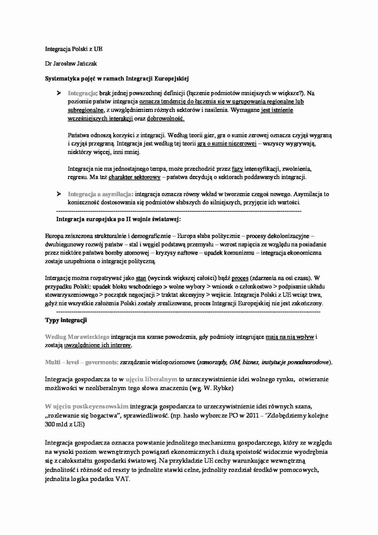 Integracja europejska - zagadnienia - strona 1