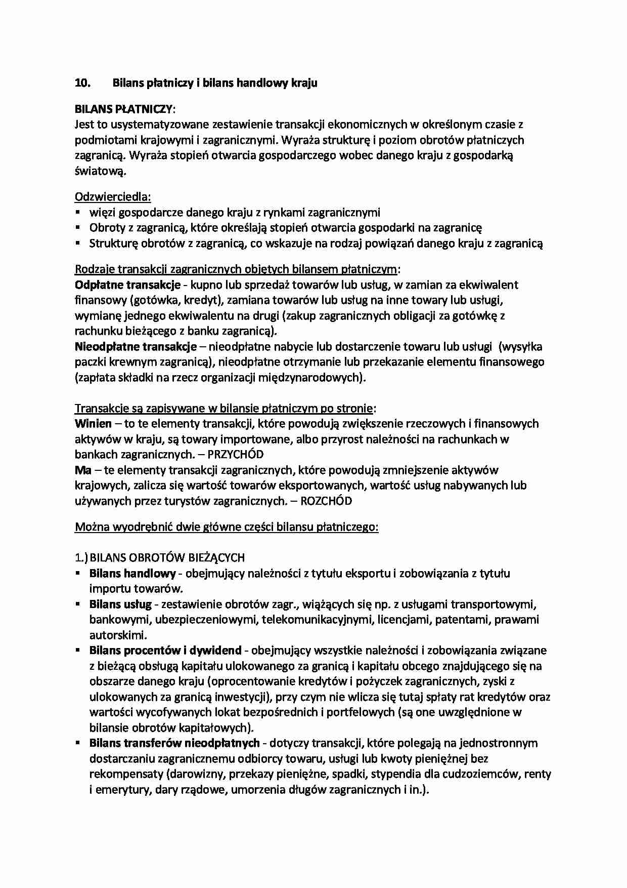 Bilans płatniczy - bilans handlowy - strona 1