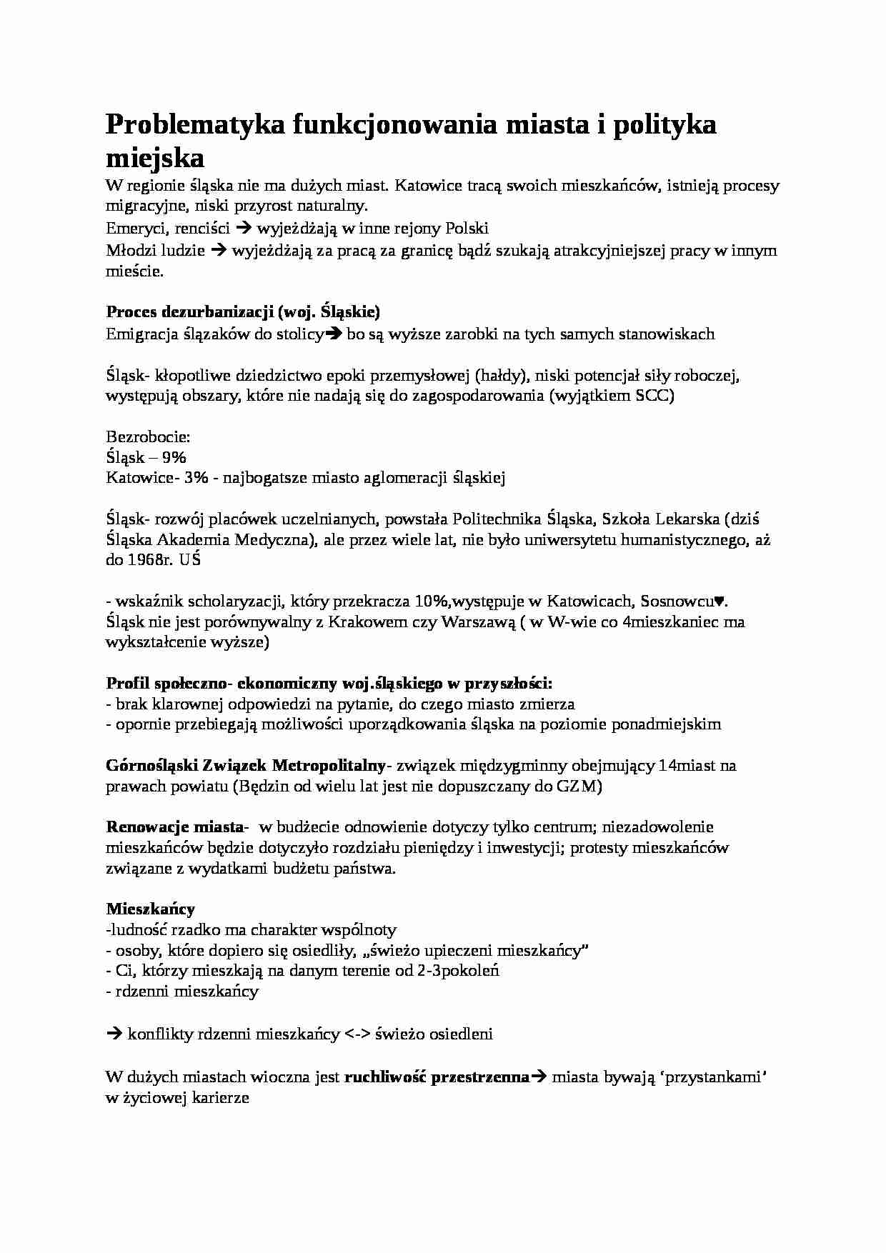 Społeczności i polityka miejska - UŚ - strona 1