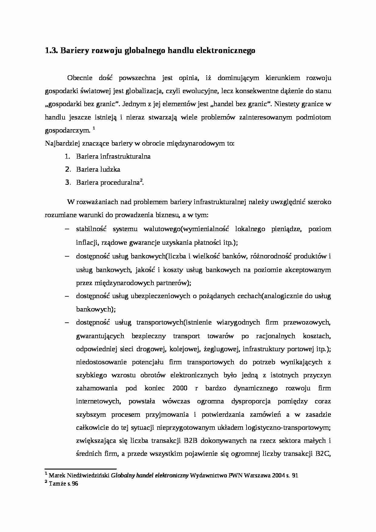 Bariery rozwoju globalnego handlu elektronicznego - strona 1