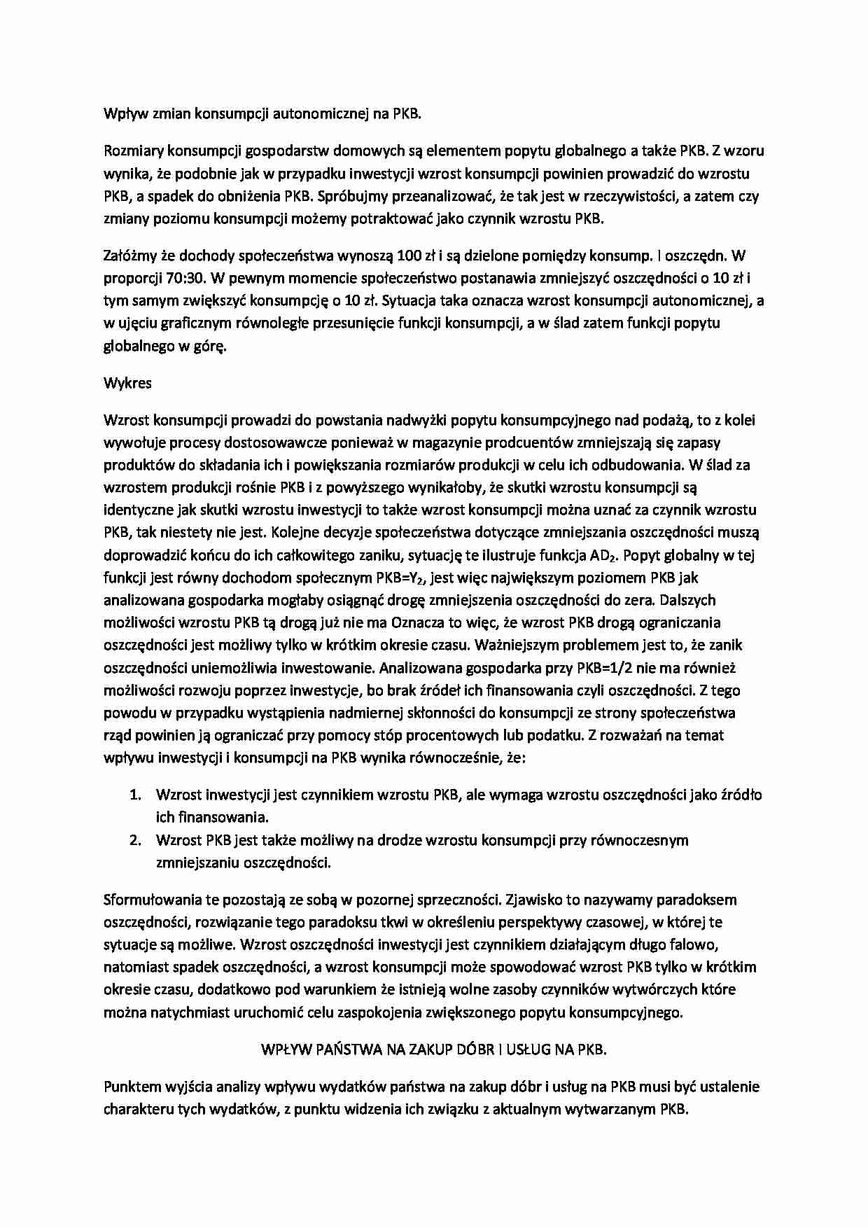 Wpływ zmian konsumpcji autonomicznej na PKB - strona 1