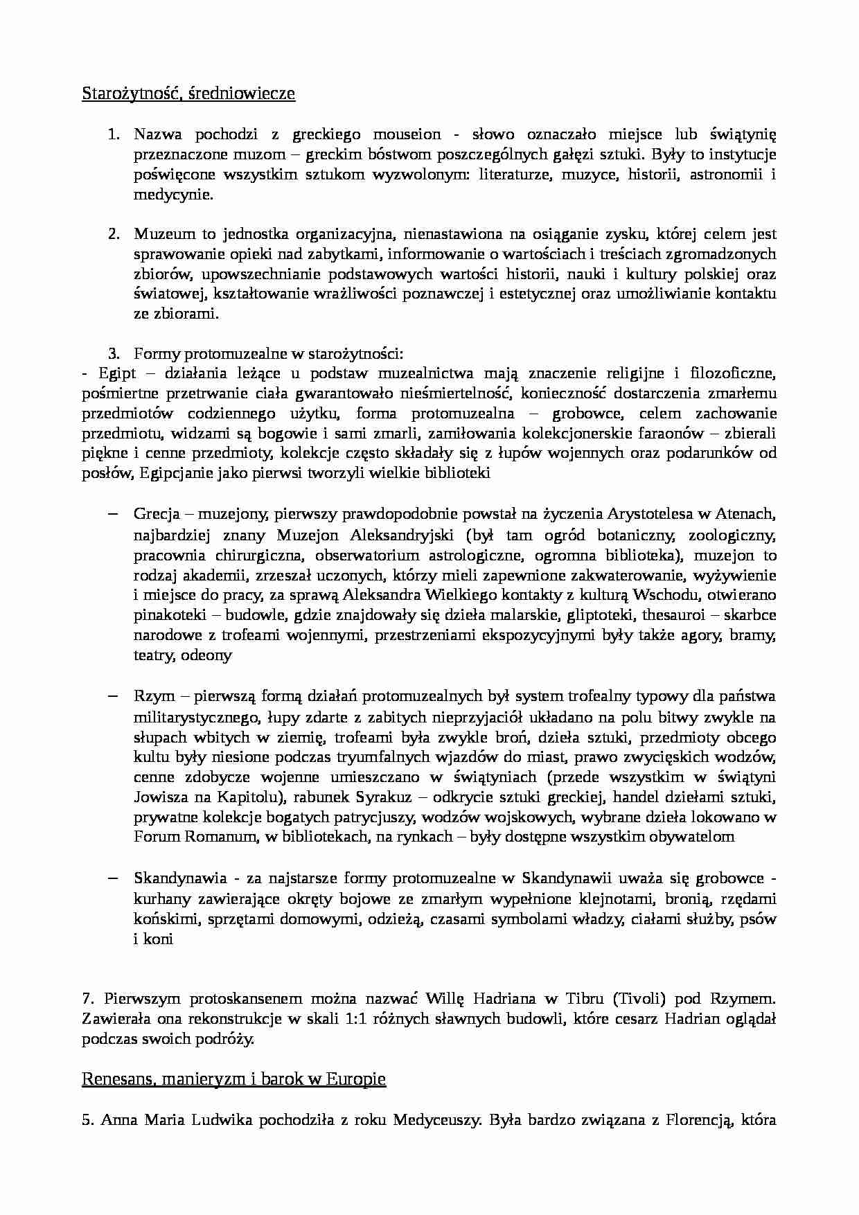Muzealnictwo - opracowanie do kolokwium - strona 1