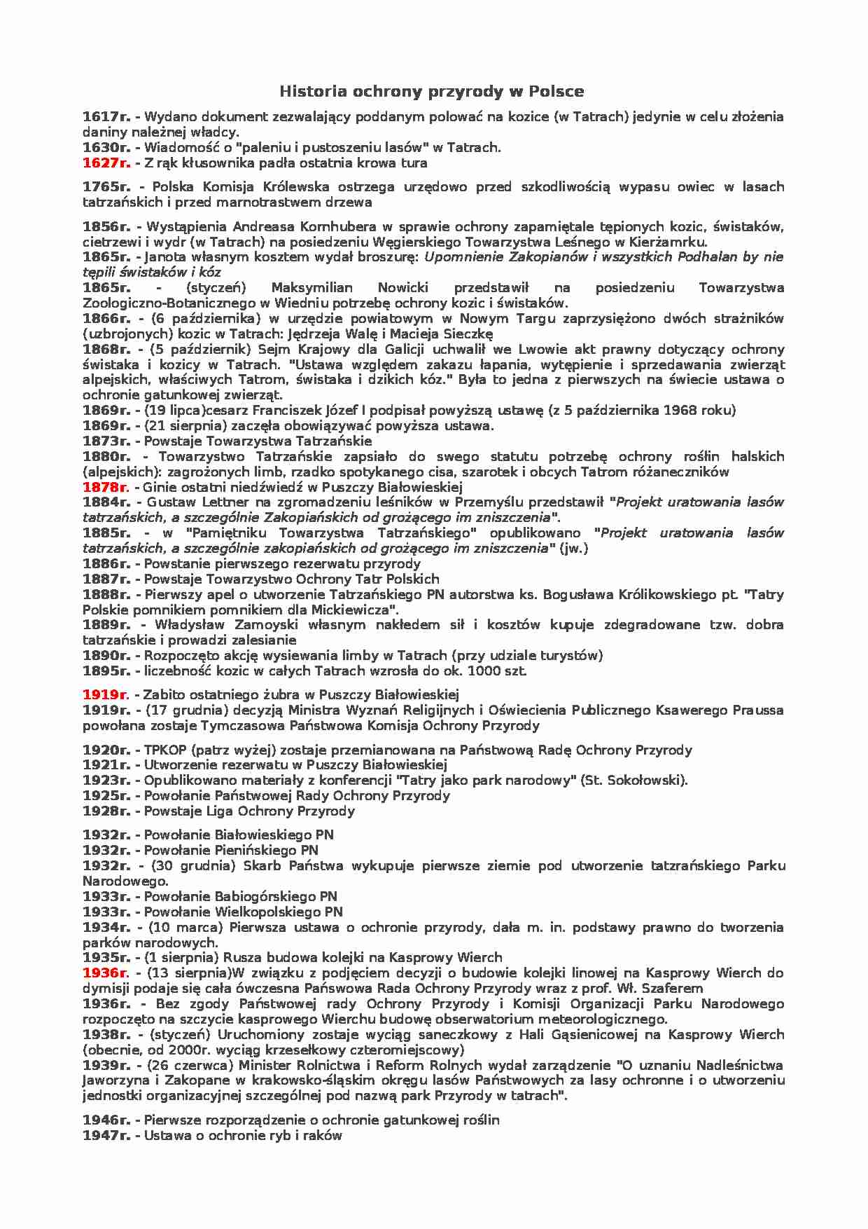 Historia ochrony przyrody w Polsce - strona 1