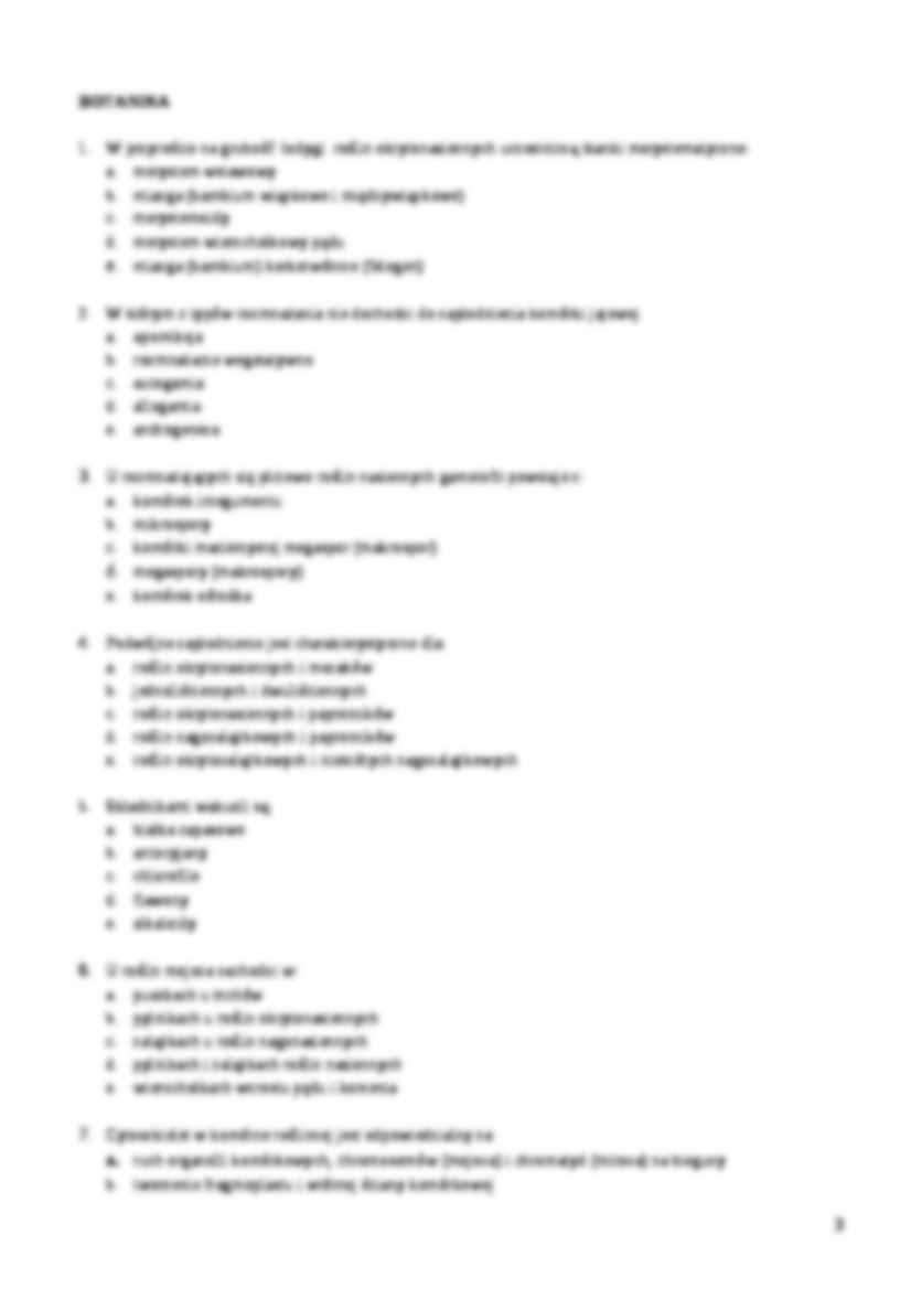 Egzamin licencjacki z biologii - pytania - strona 3