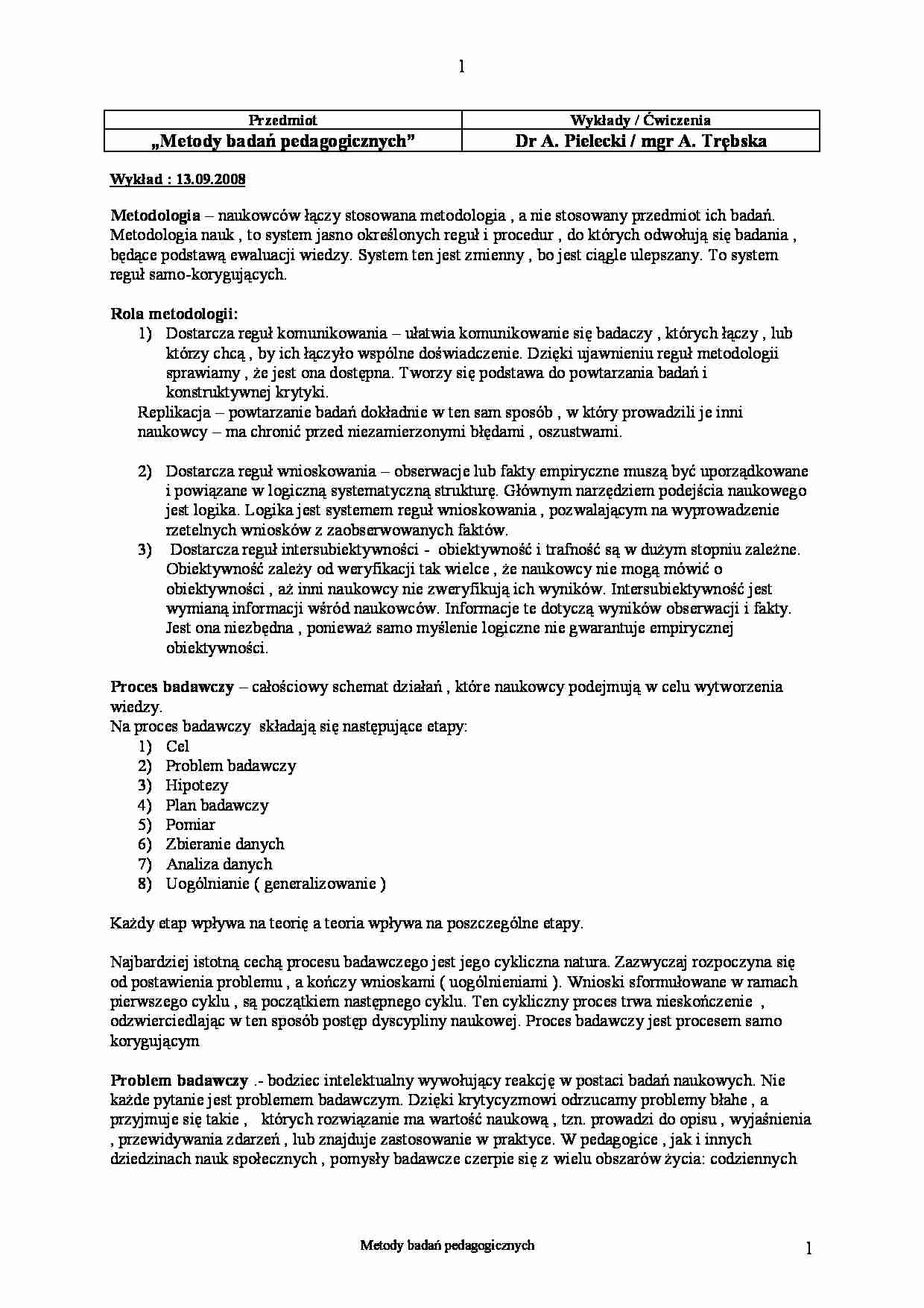 Metody badań pedagogicznych - strona 1