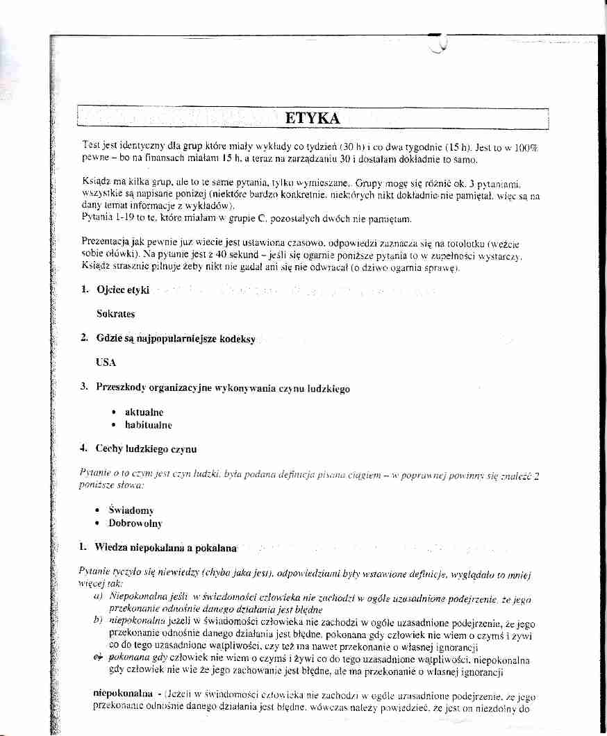 Etyka gospodarcza - test - strona 1