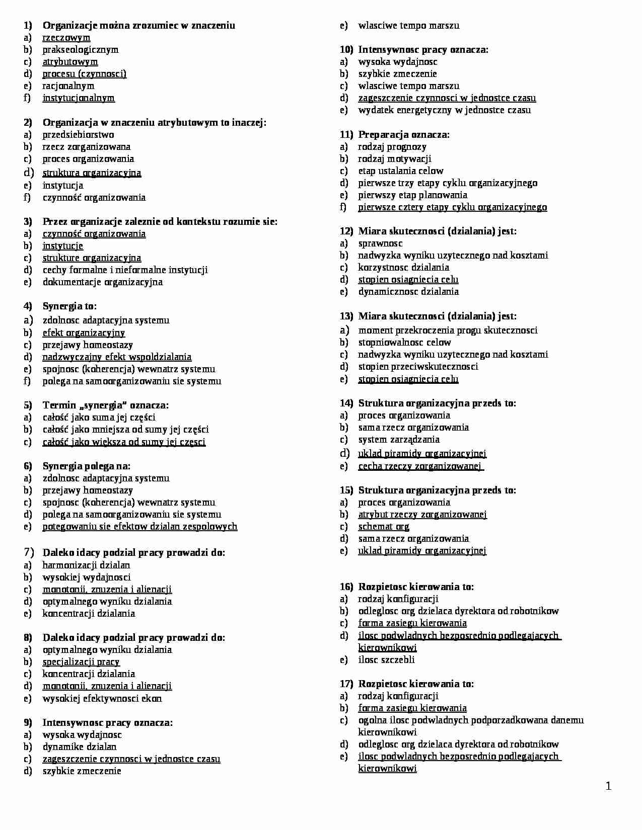 Podstawy zarządzania - testy - strona 1