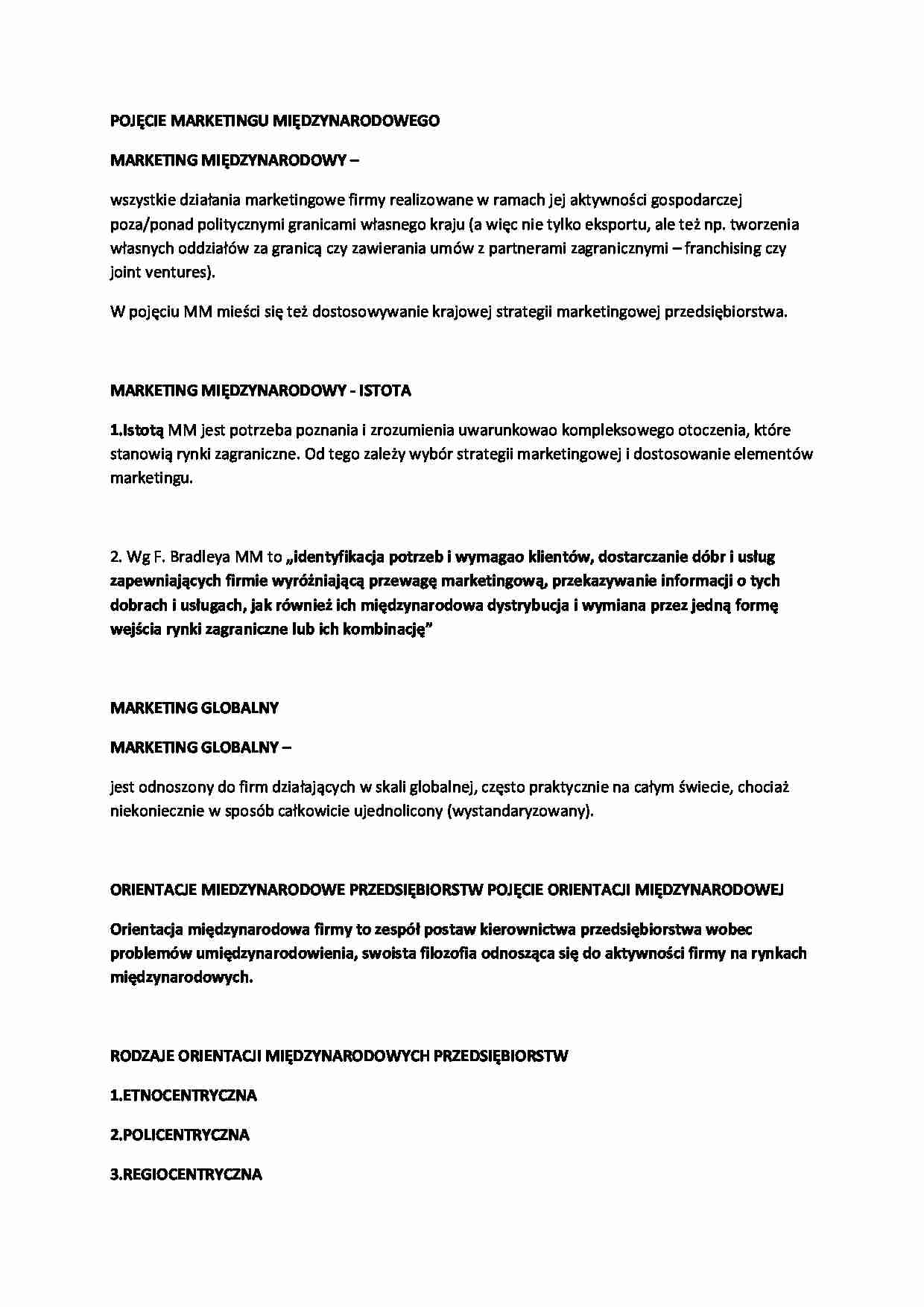 Marketing międzynarodowy - ćwiczenia - strona 1