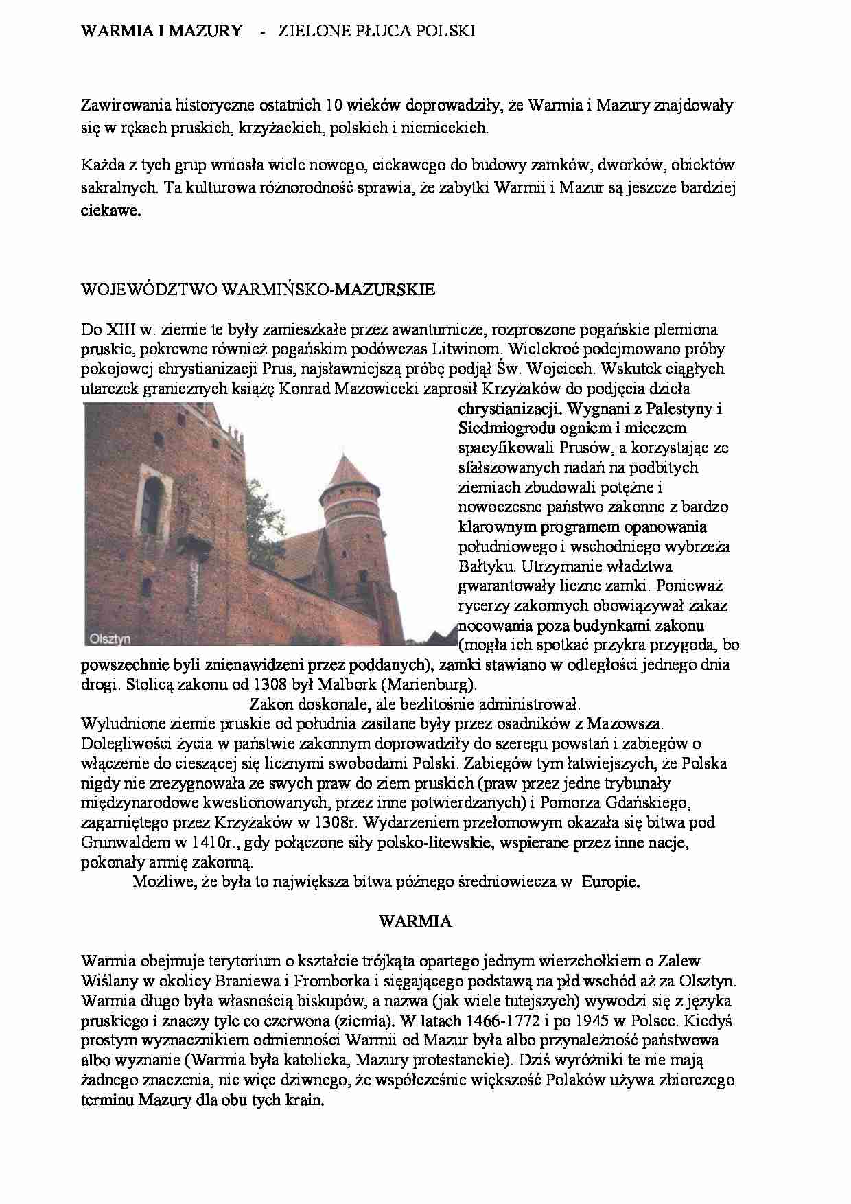 Warmia i Mazury - Zielone płuca Polski - strona 1