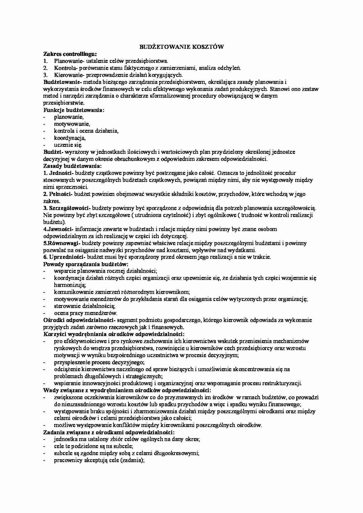 Budżetowanie kosztów materiałów bezpośrednich - strona 1