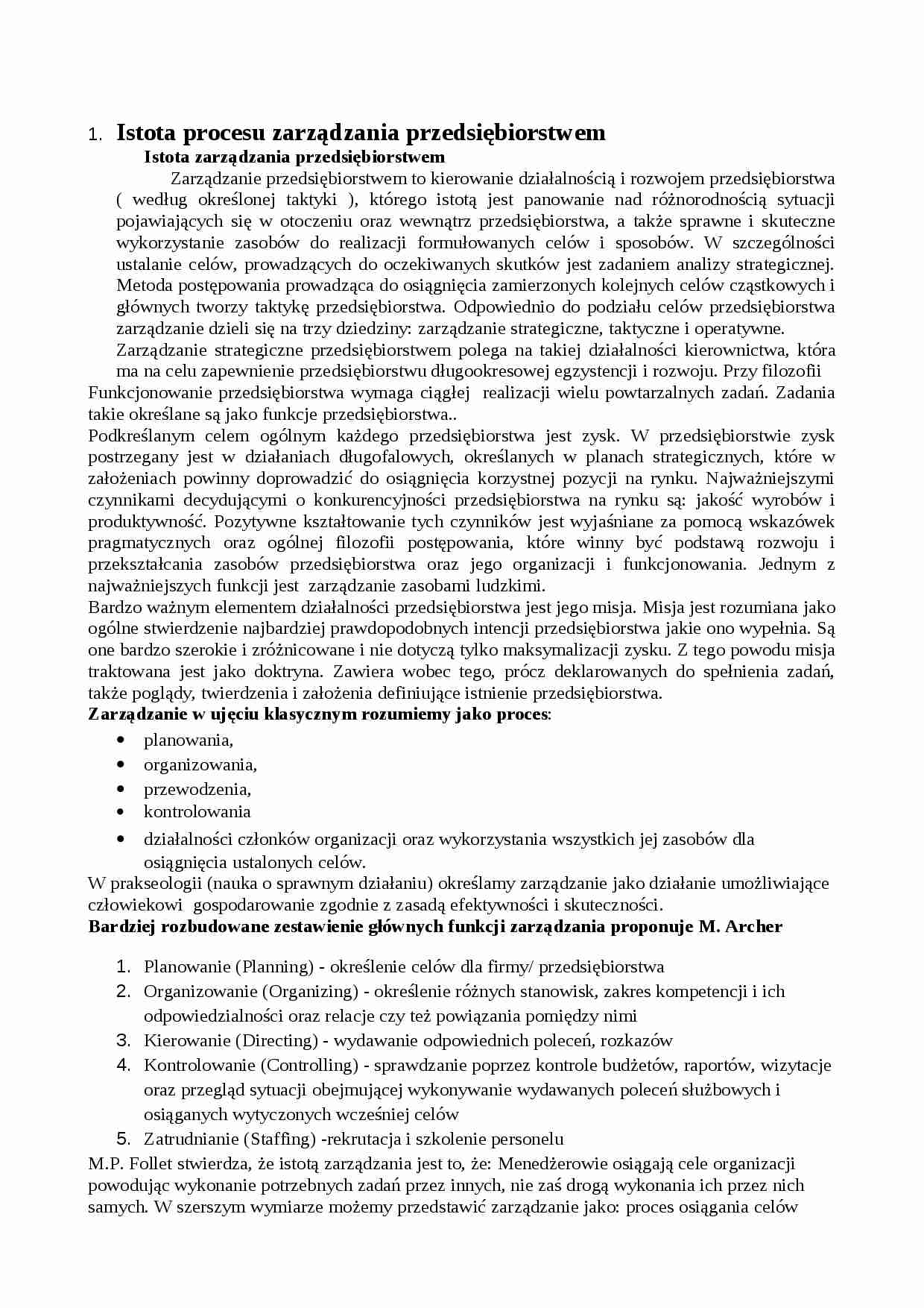 Podstawy zarządzania przedsiębiorstwem - strona 1