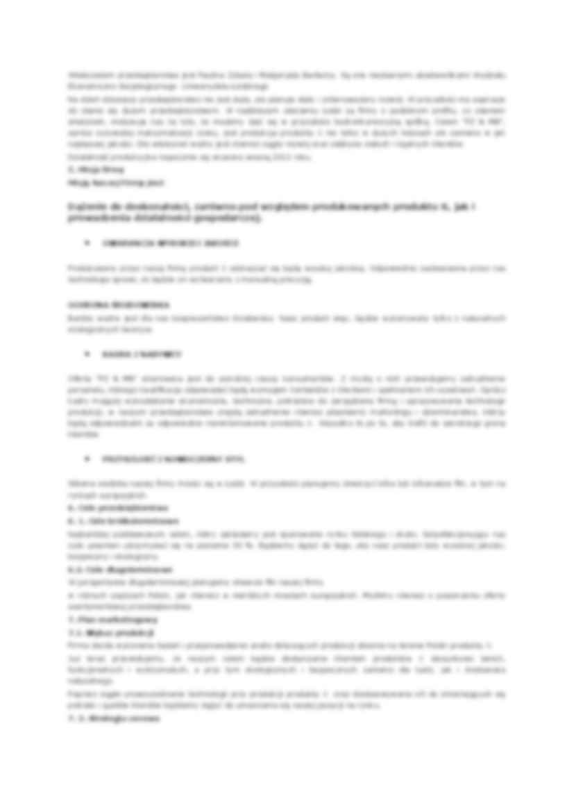 Biznesplan - Przedsięwzięcie inwestycyjne - strona 2