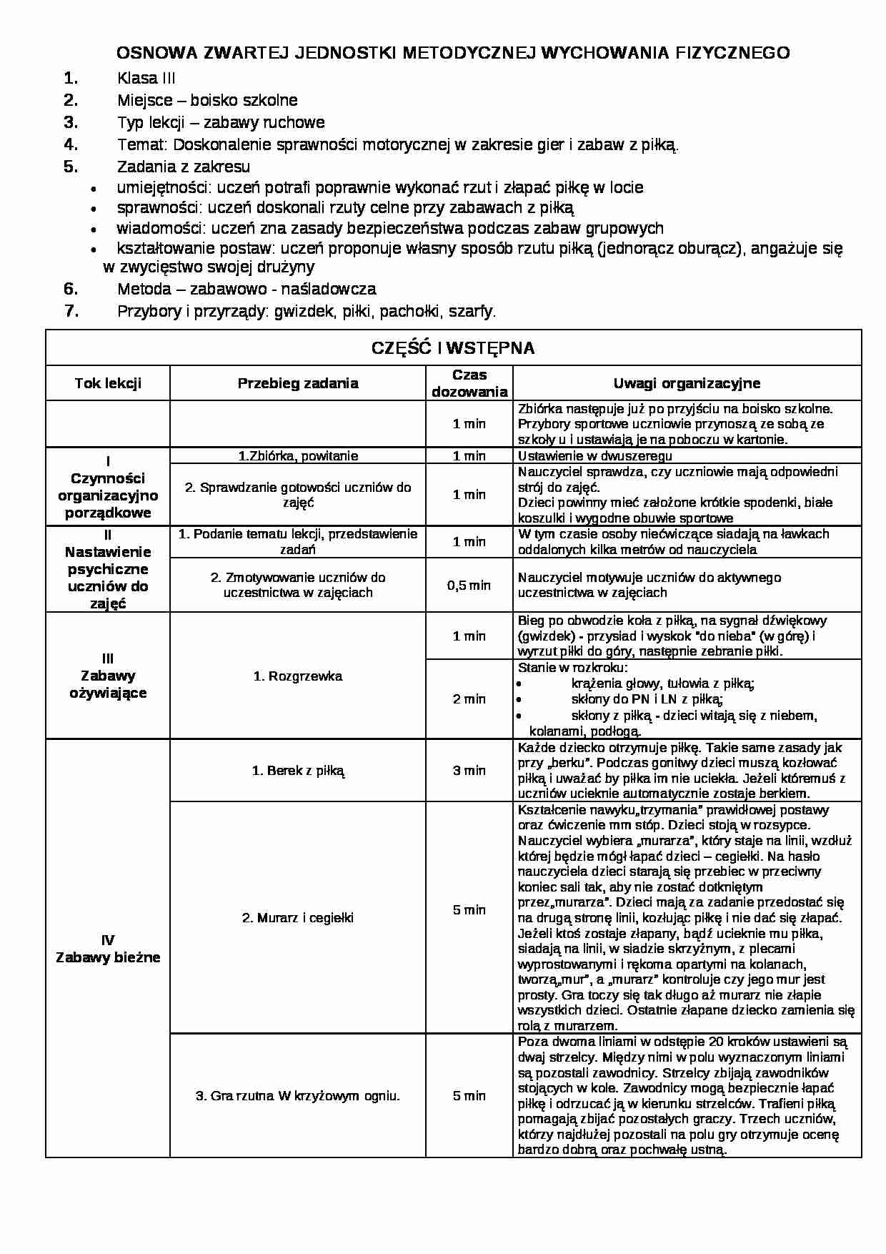Osnowa lekcyjna - kultura fizyczna - strona 1