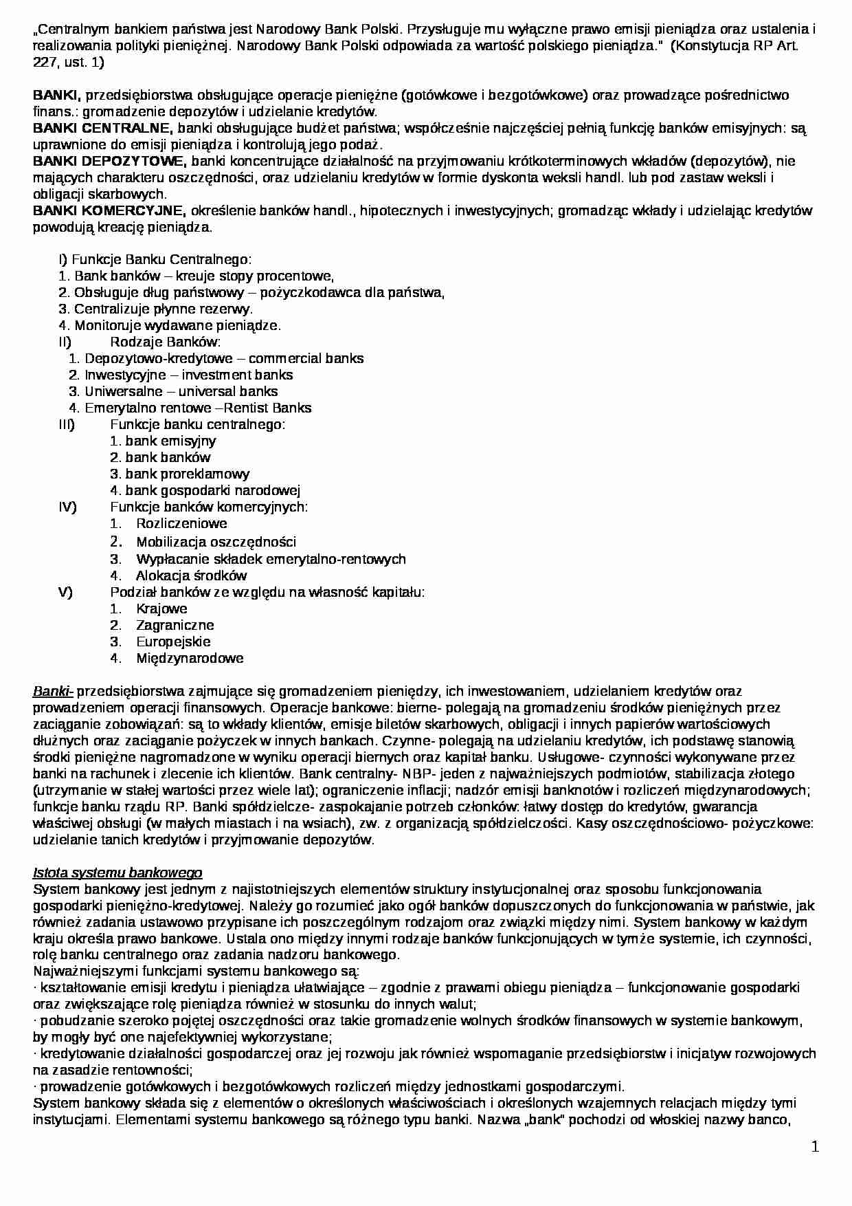 Charakterystyka banków - strona 1