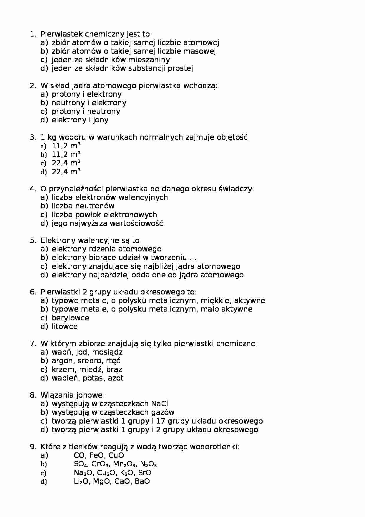 Chemia test - strona 1