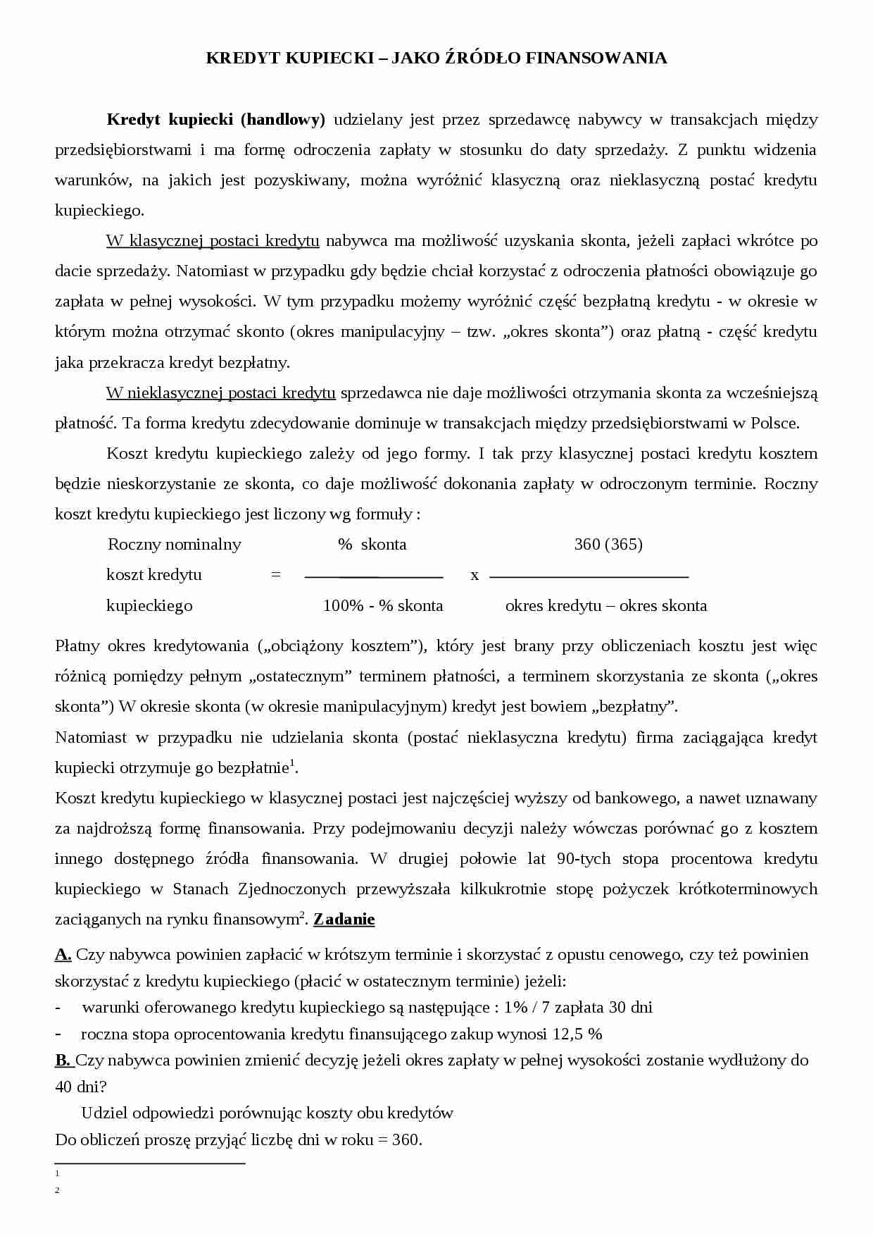 Zarządzanie finansami przedsiębiorstwa - strona 1
