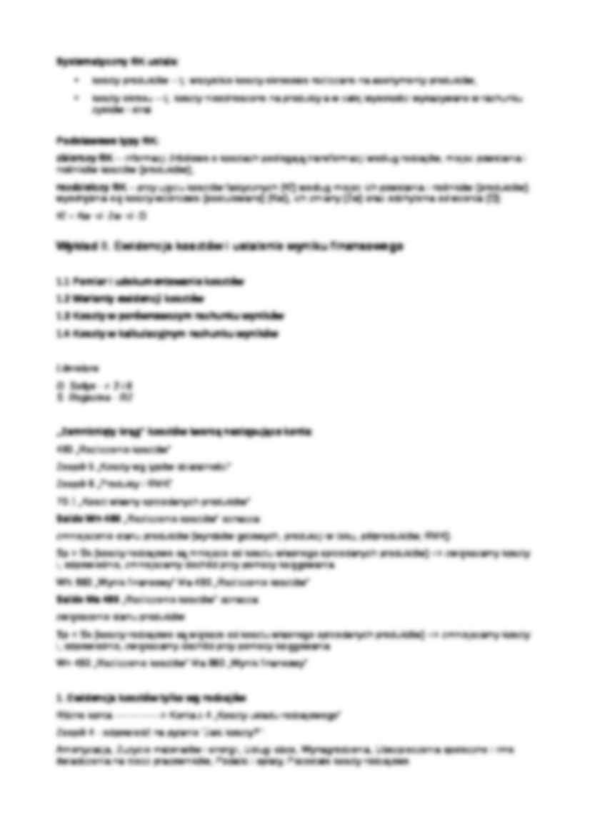 Rachunek kosztów - komplet wykładów - strona 2