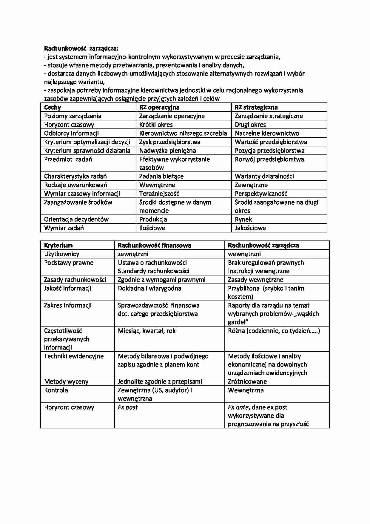 Rachunkowość zarządcza.  - strona 1