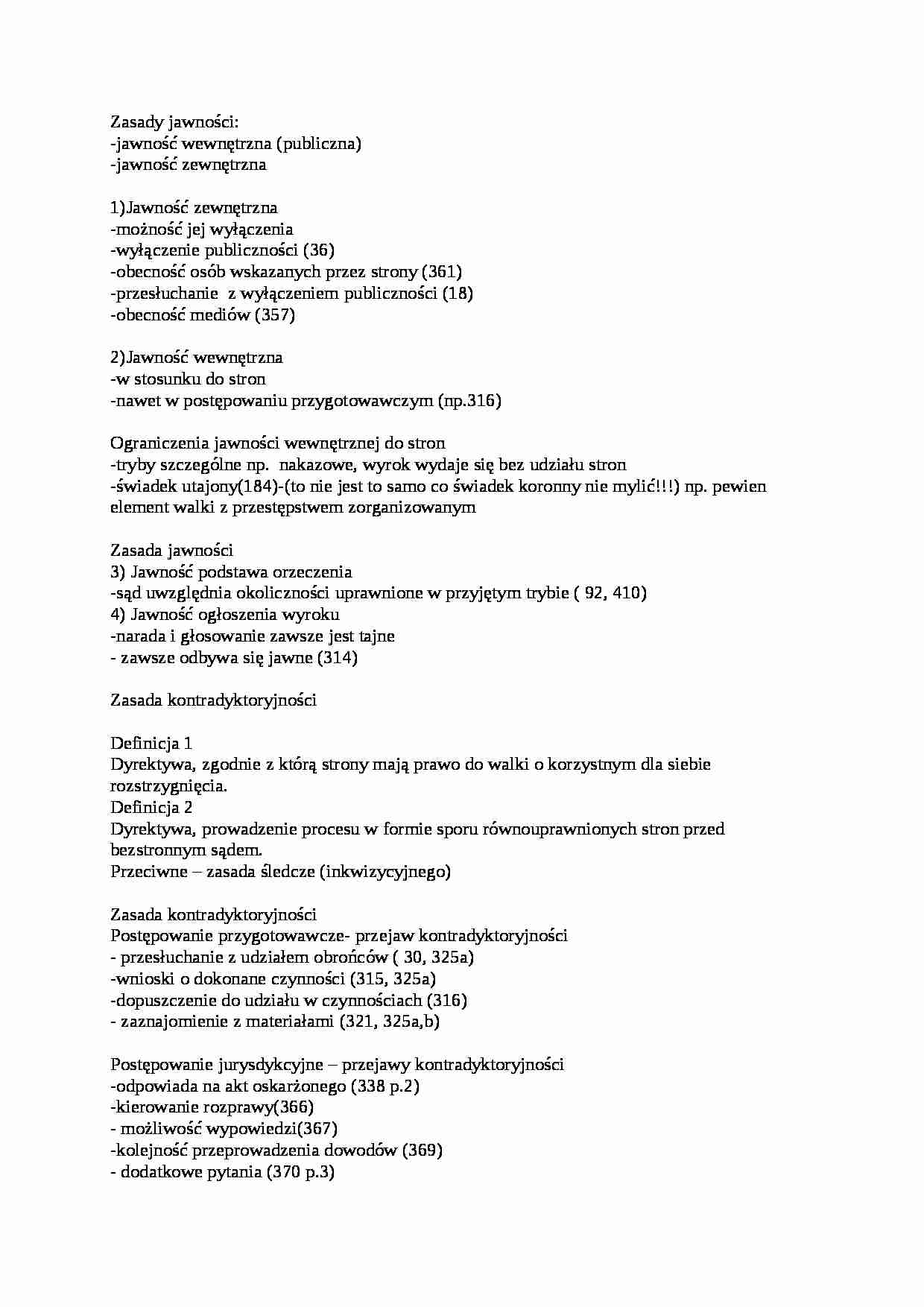 Proces karny - Zasada kontradyktoryjności  - strona 1
