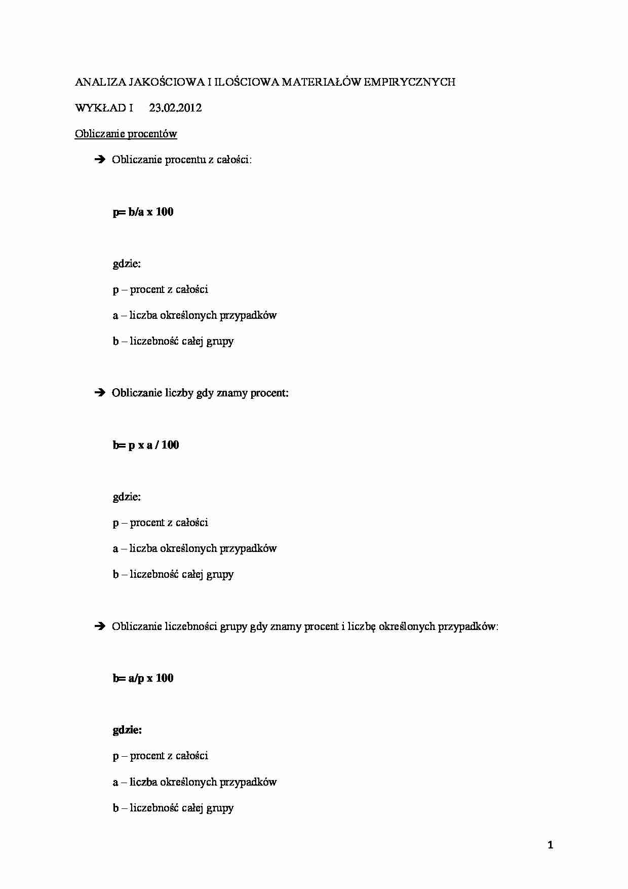 Analiza jakościowa i ilościowa materiału empirycznego -  Średnia arytmetyczna - strona 1