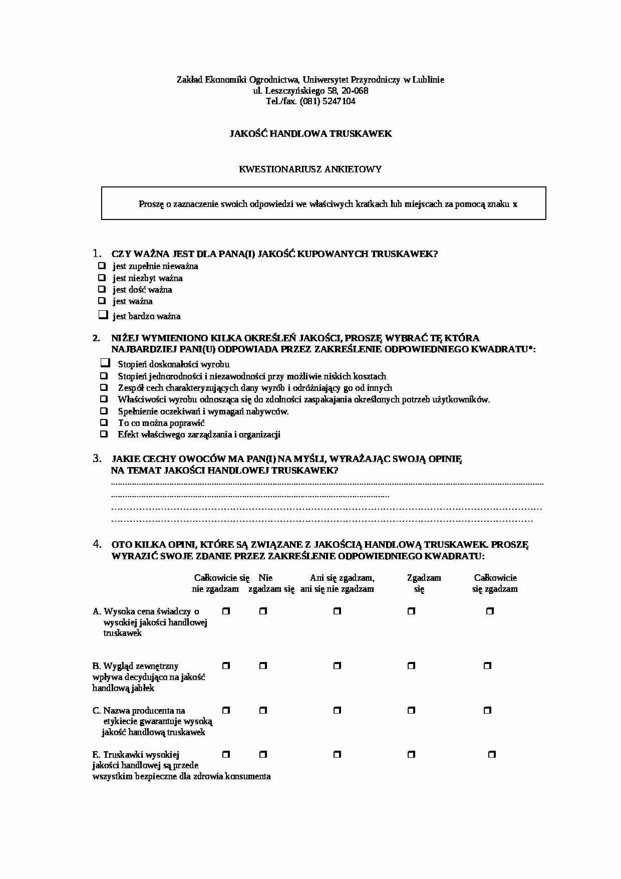 Ankieta dotycząca jakości handlowej truskawek - strona 1