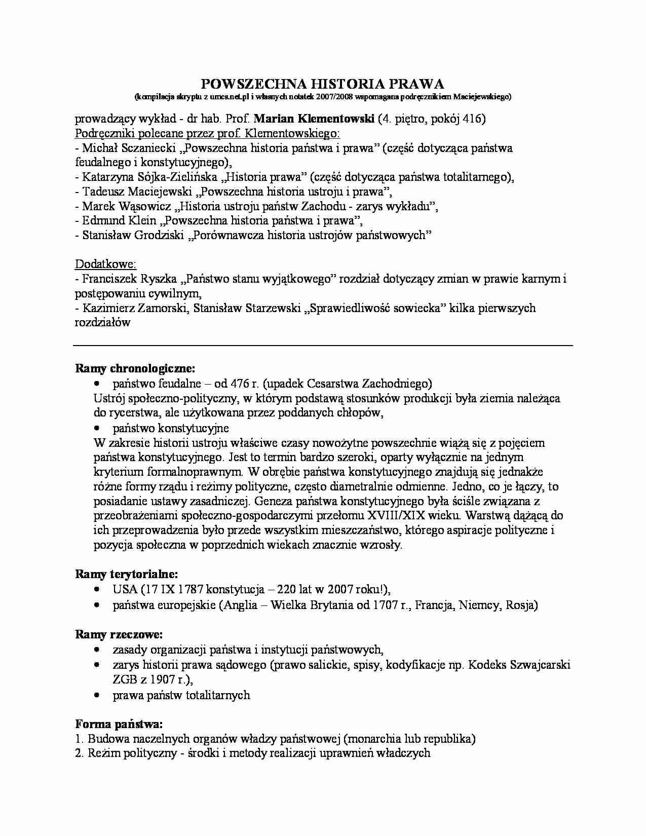 Powszechna historia prawa - wykłady  - strona 1