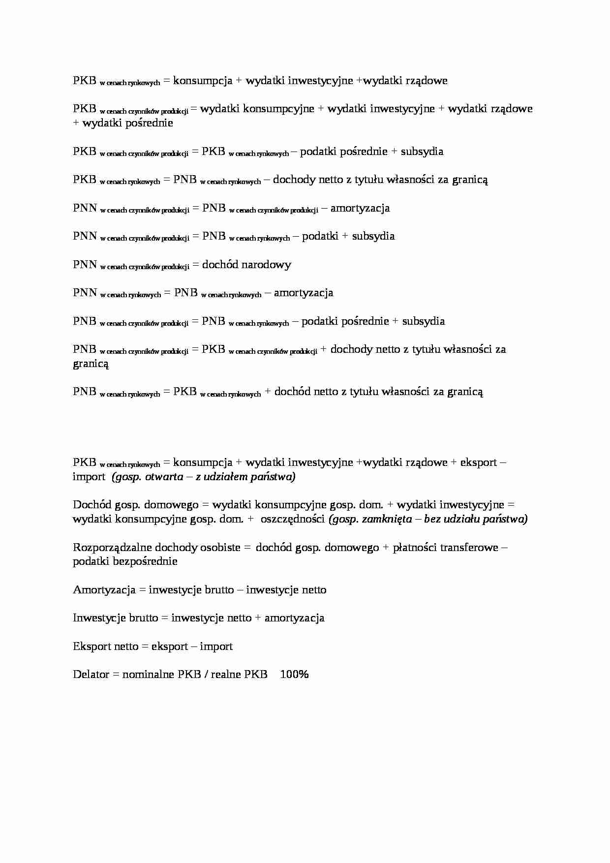 makroekonomia - wzory - strona 1