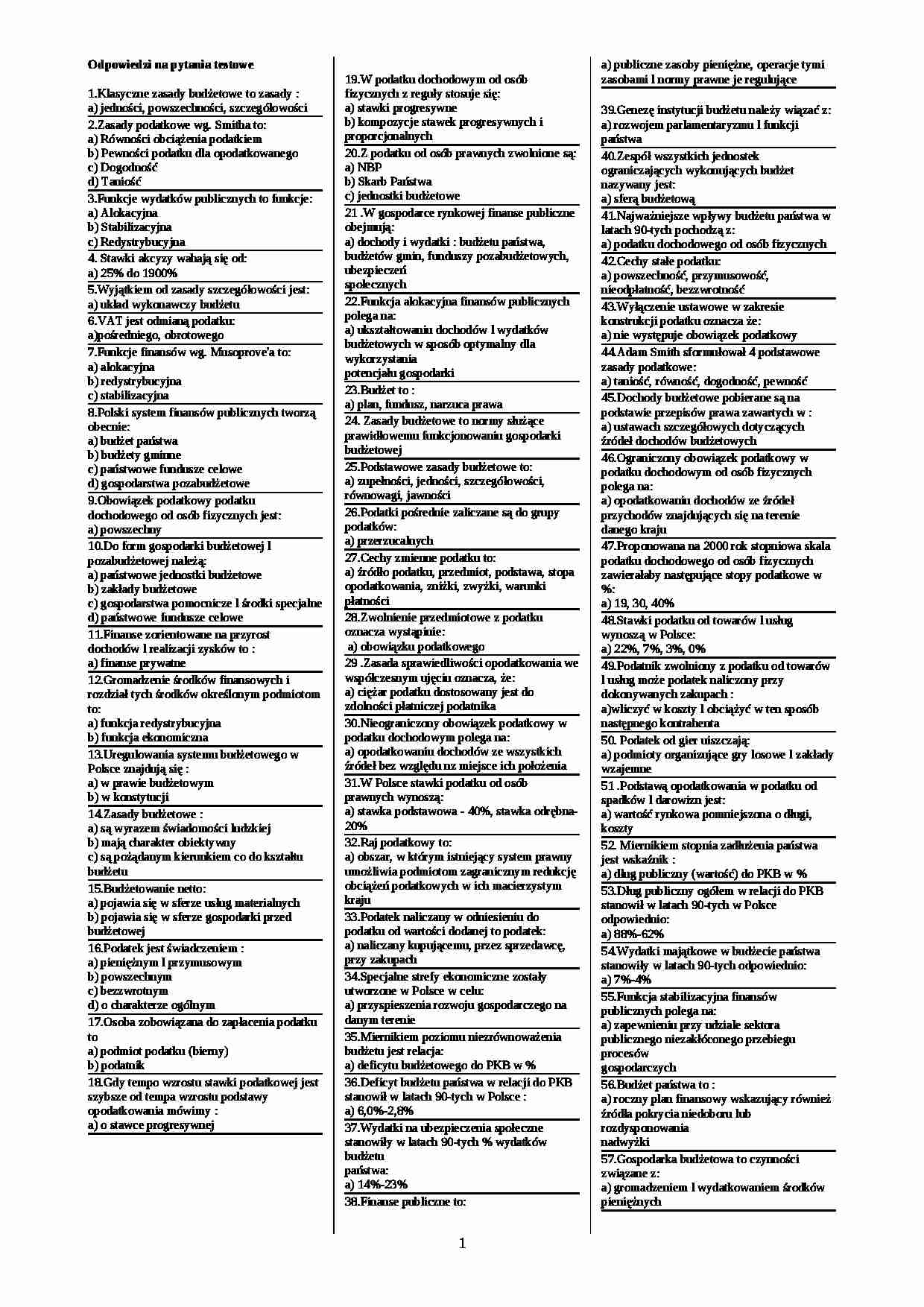 testy z finansów - strona 1