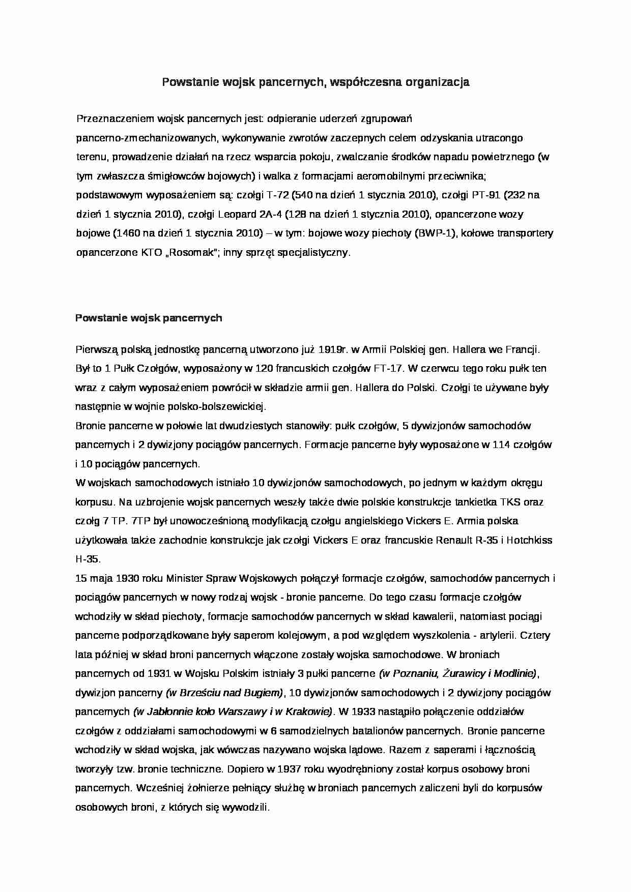 Powstanie Wojsk Pancernych - strona 1