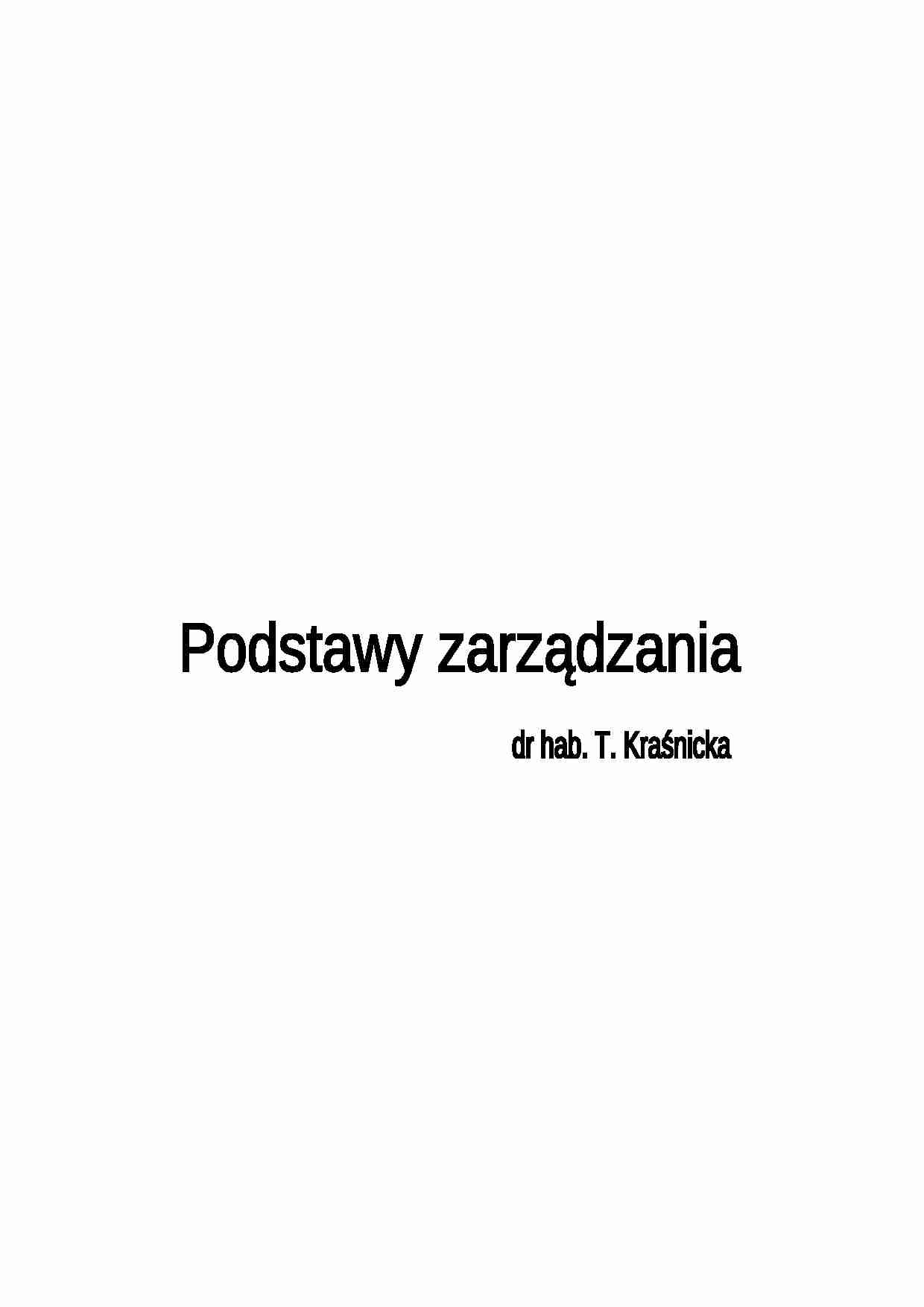Podstawy zarządzania - Kraśnicka Teresa - strona 1